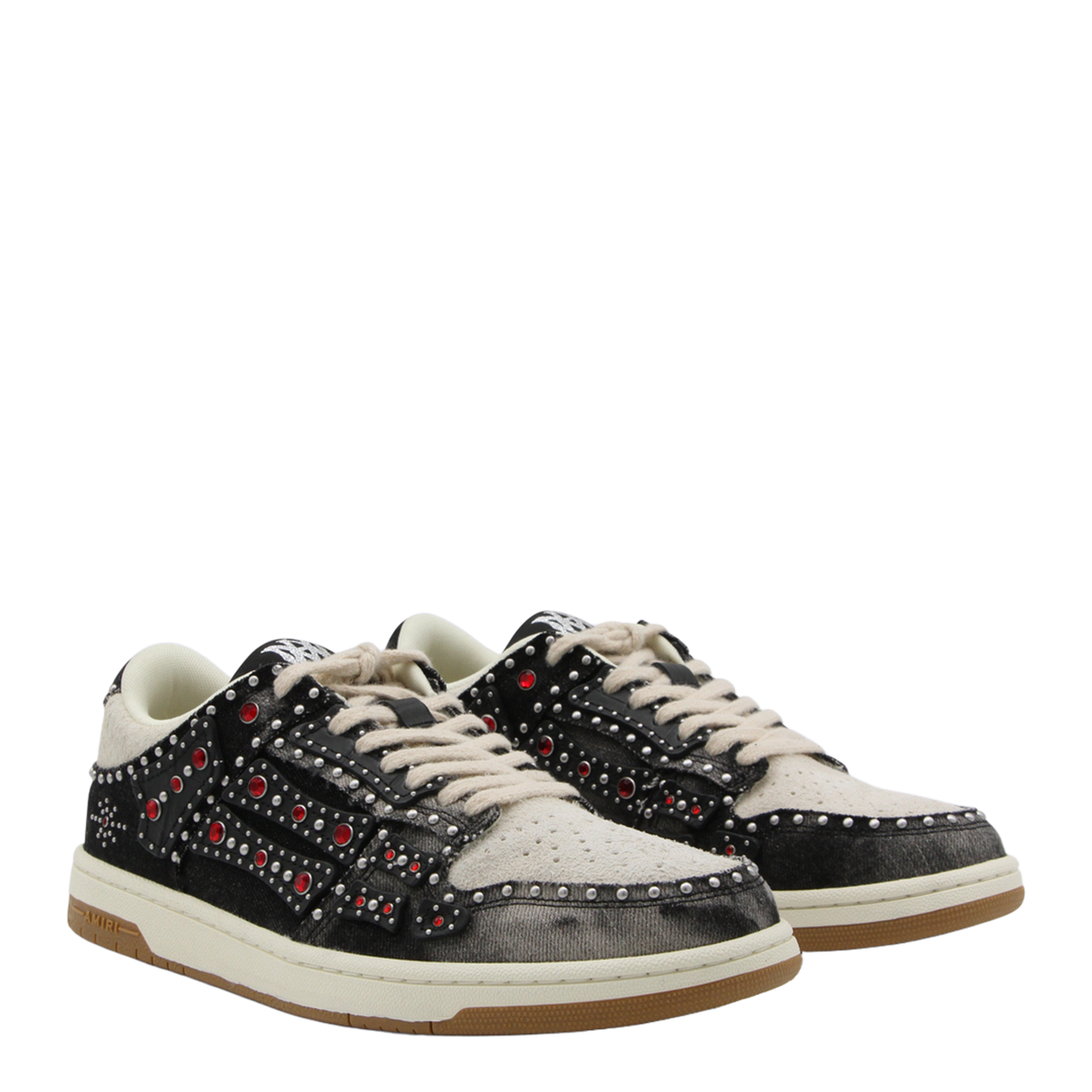 Skel Top Black Sneaker With Beads And Crystals