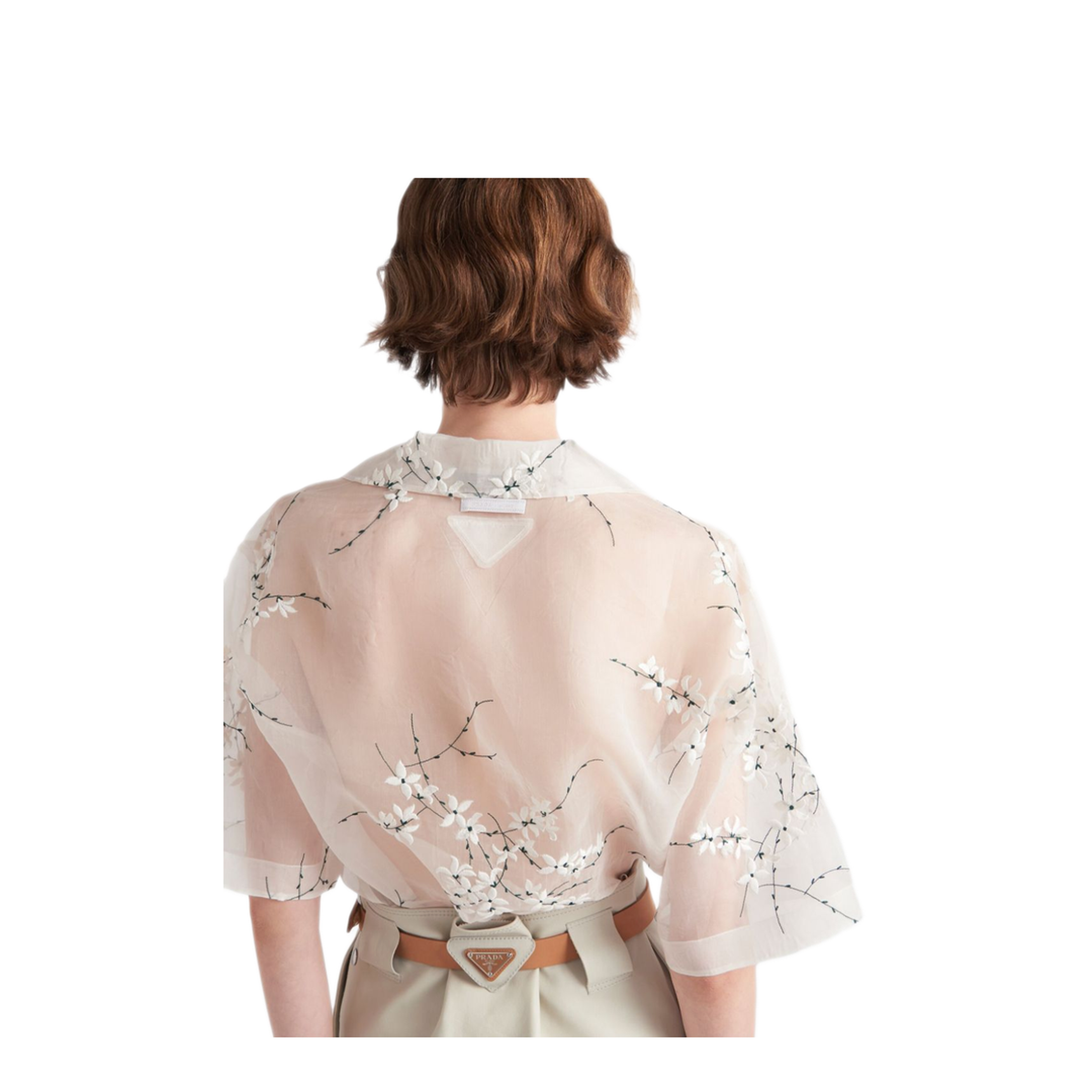 MAYFEYR - Prada - Floral-Embroidered Short-Sleeved Sheer Shirt - P433BRS18214KFF0009