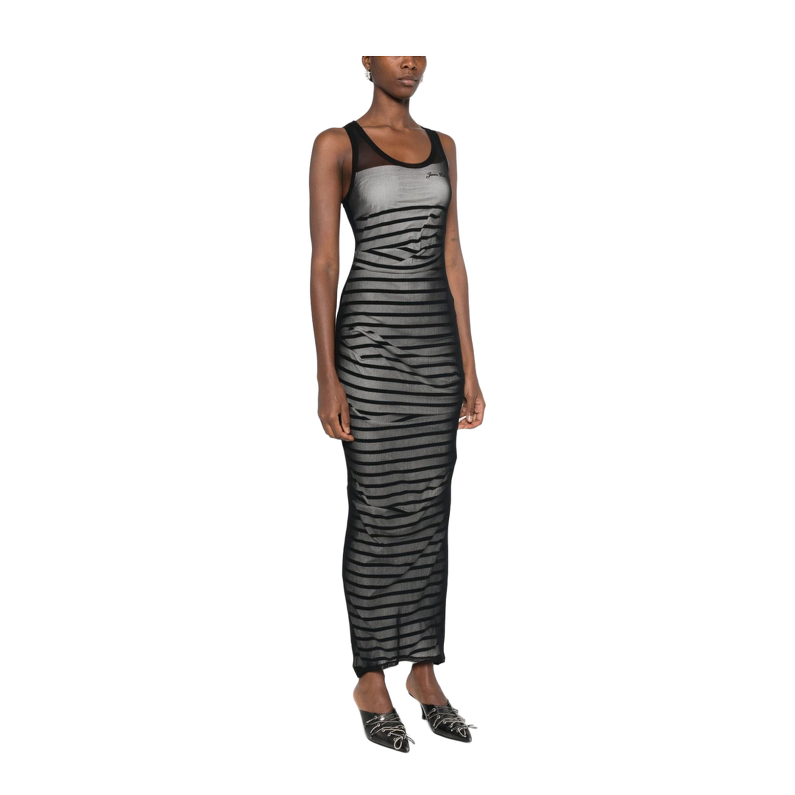 Ribbed Marinier Double Layer Long Dress