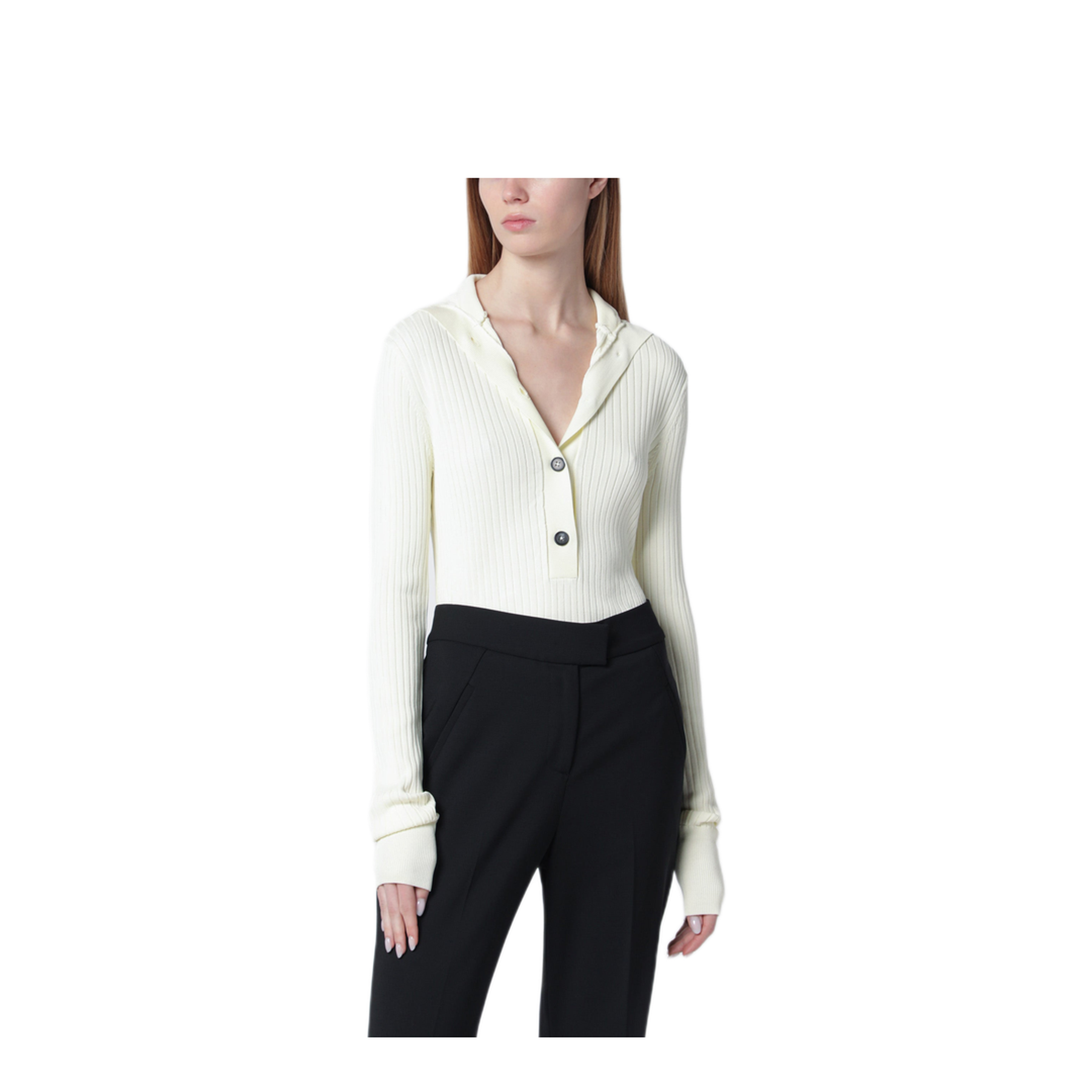 MAYFEYR - Entire Studios - White High Neck Henley Top - ESSS26TO01269VI6287