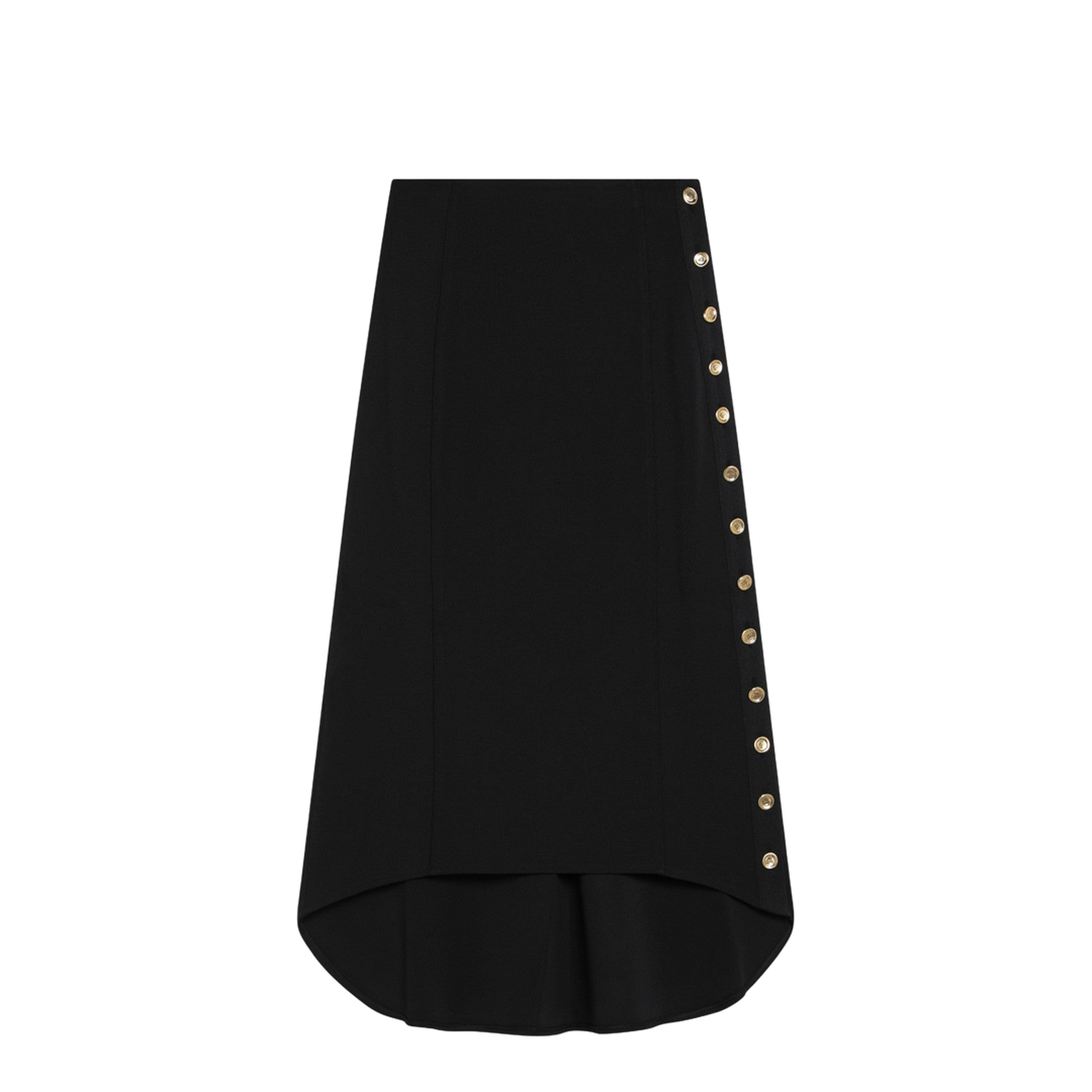 Black Milan Stitch Skirt with Buttons