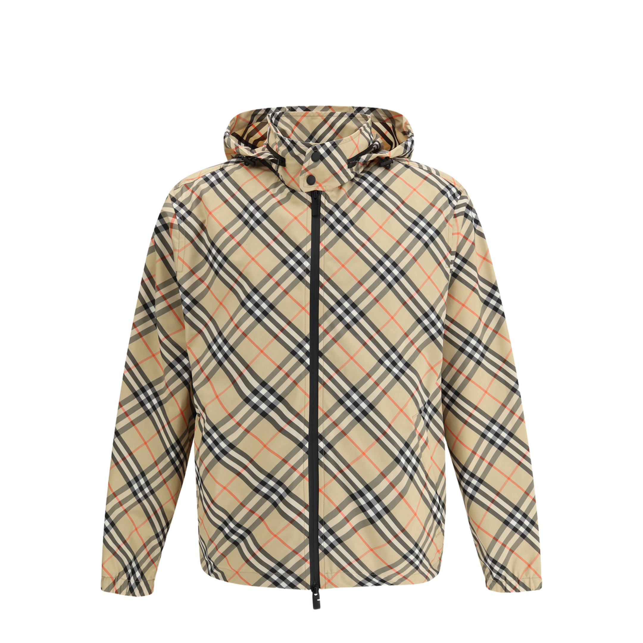 Beige Jacket With Frontal Zip Closure