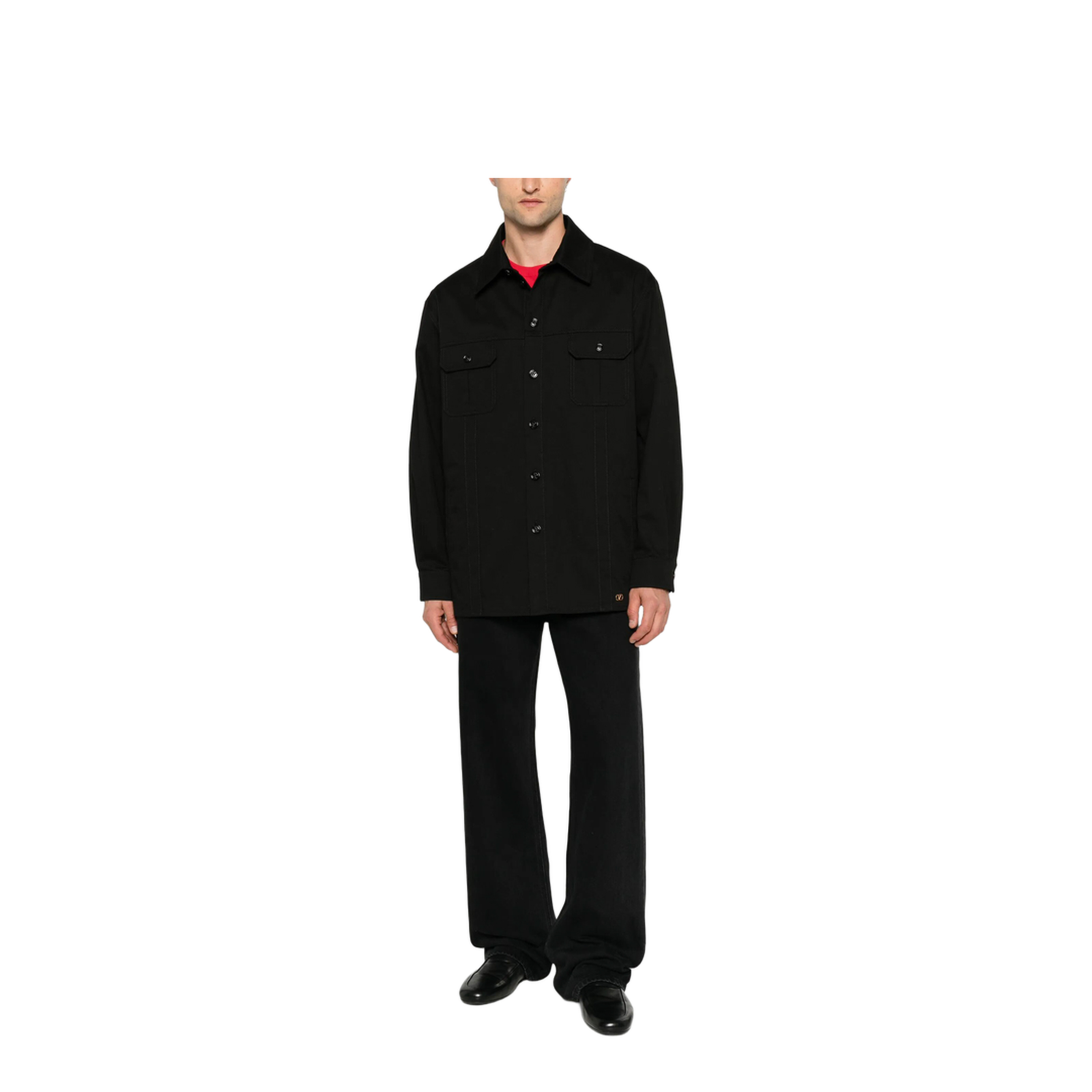 MAYFEYR - Valentino - Cotton Gabardine Shirt Jacket With Vlogo - VCIQ10ALS