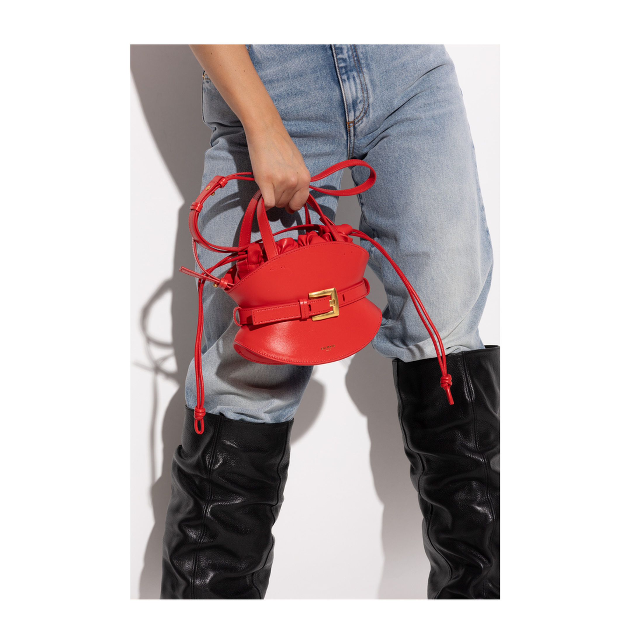 Shuffle Mini Shoulder Bag Leather Red