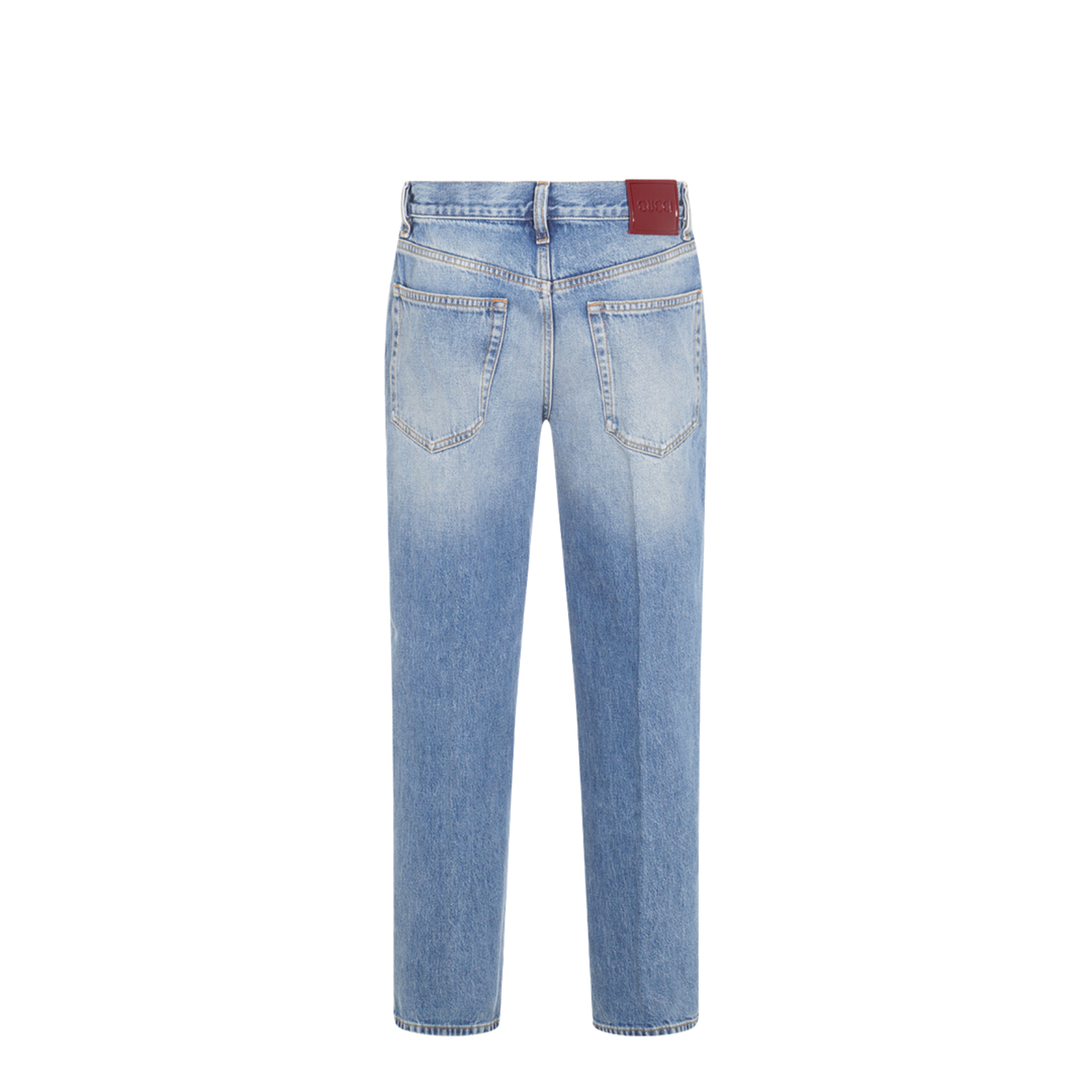 Straight Fit Denim Pants in Light Blue