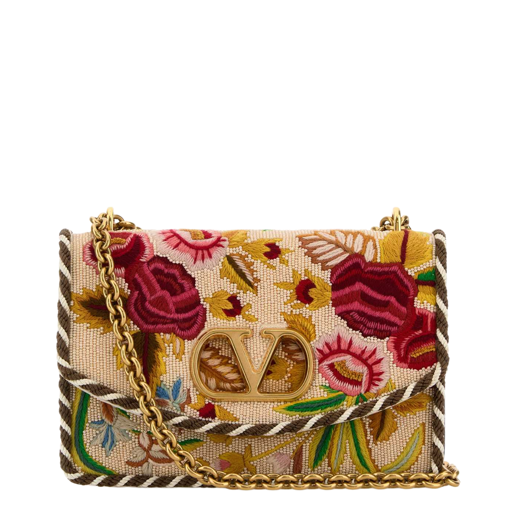 Embroidered Fabric Vain Shoulder Bag