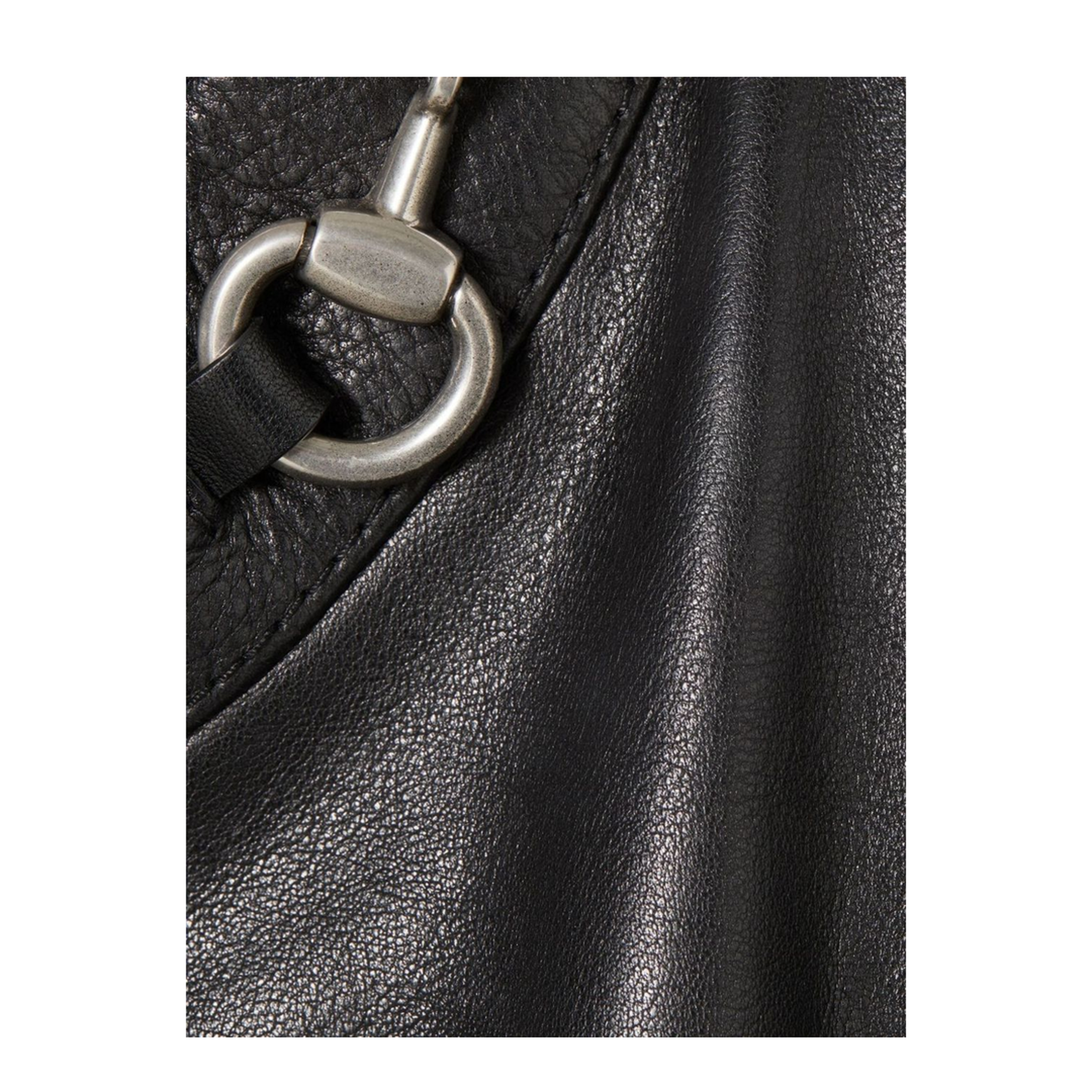 Leather Jacket with Horsebit in Black
