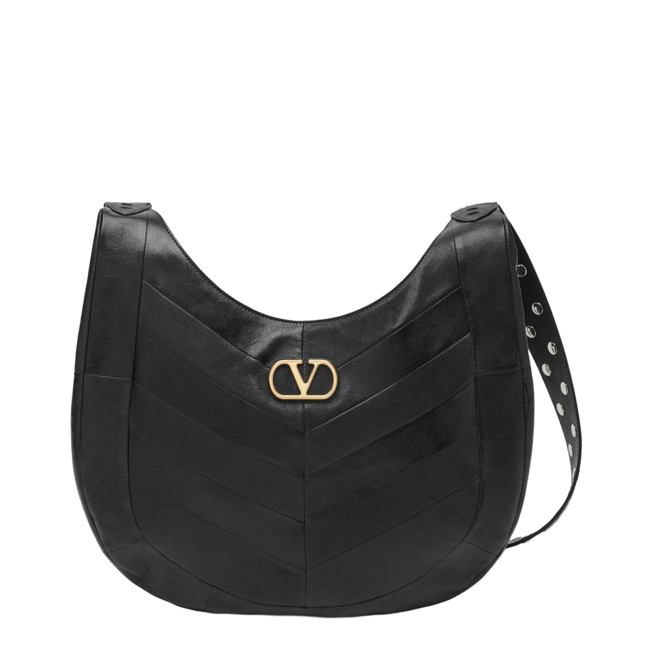 Chevron-Patterned Nappa Leather Shoulder Bag