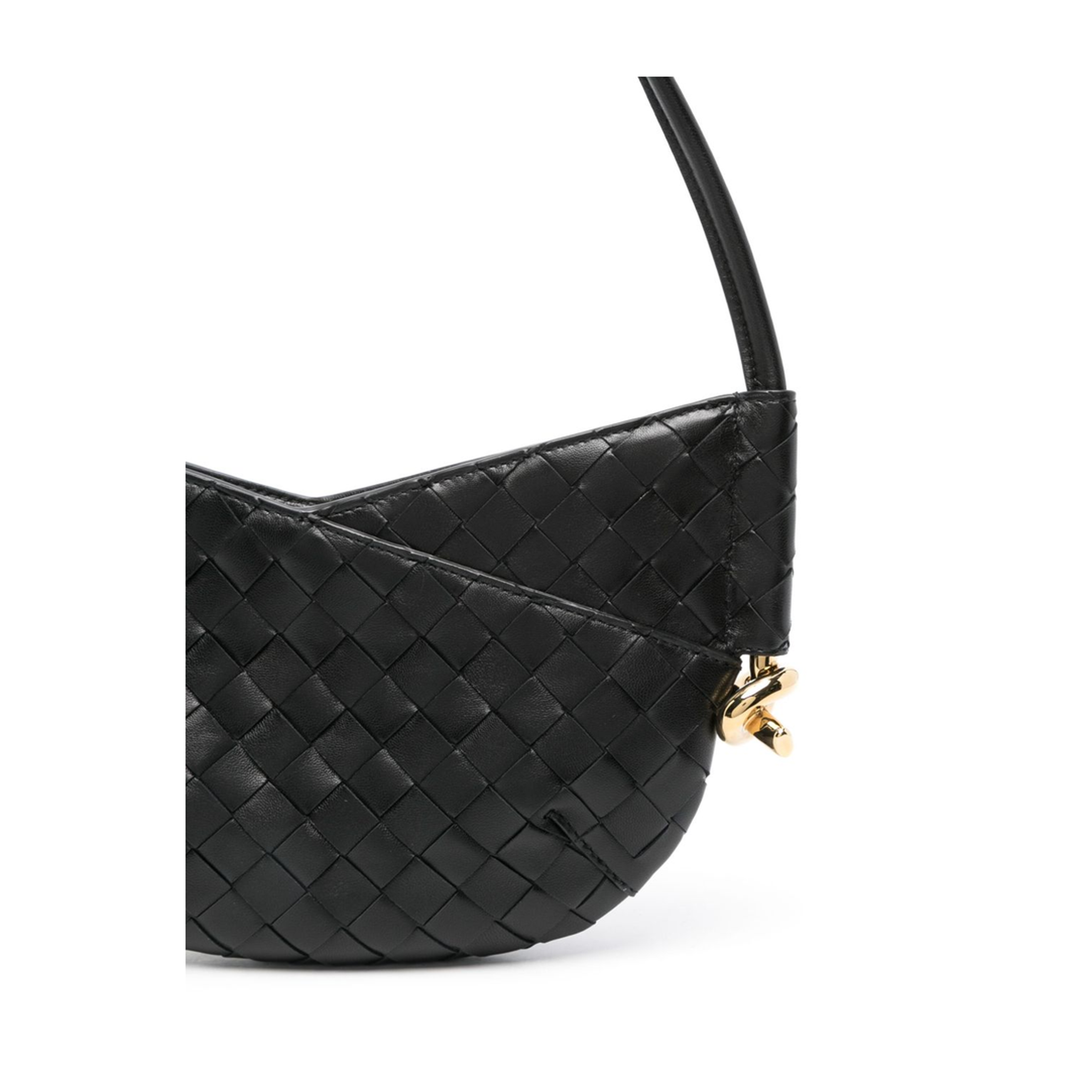 Black Calf Leather Intrecciato Design Bag