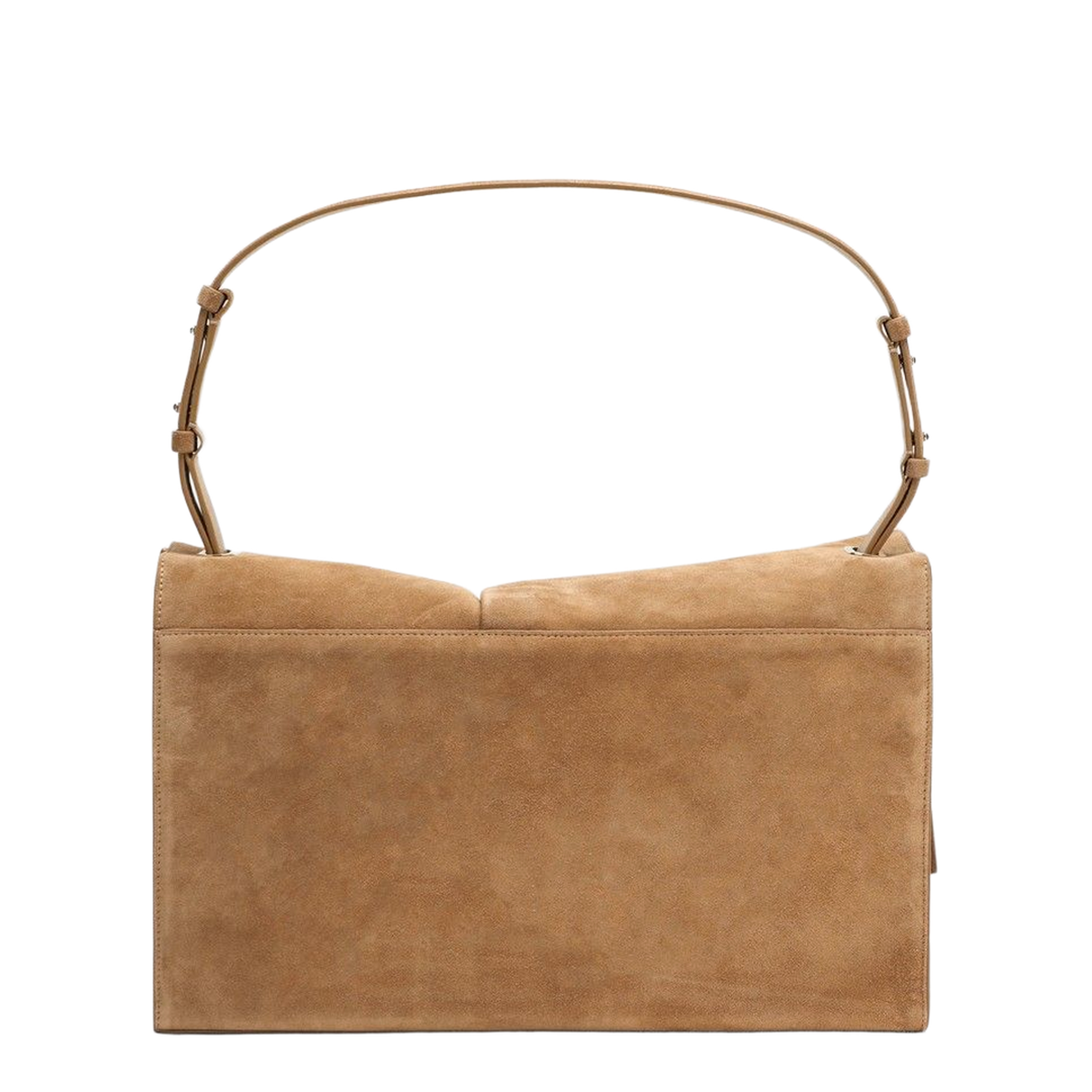 Baggy Small Beige Shoulder Bag in Suede
