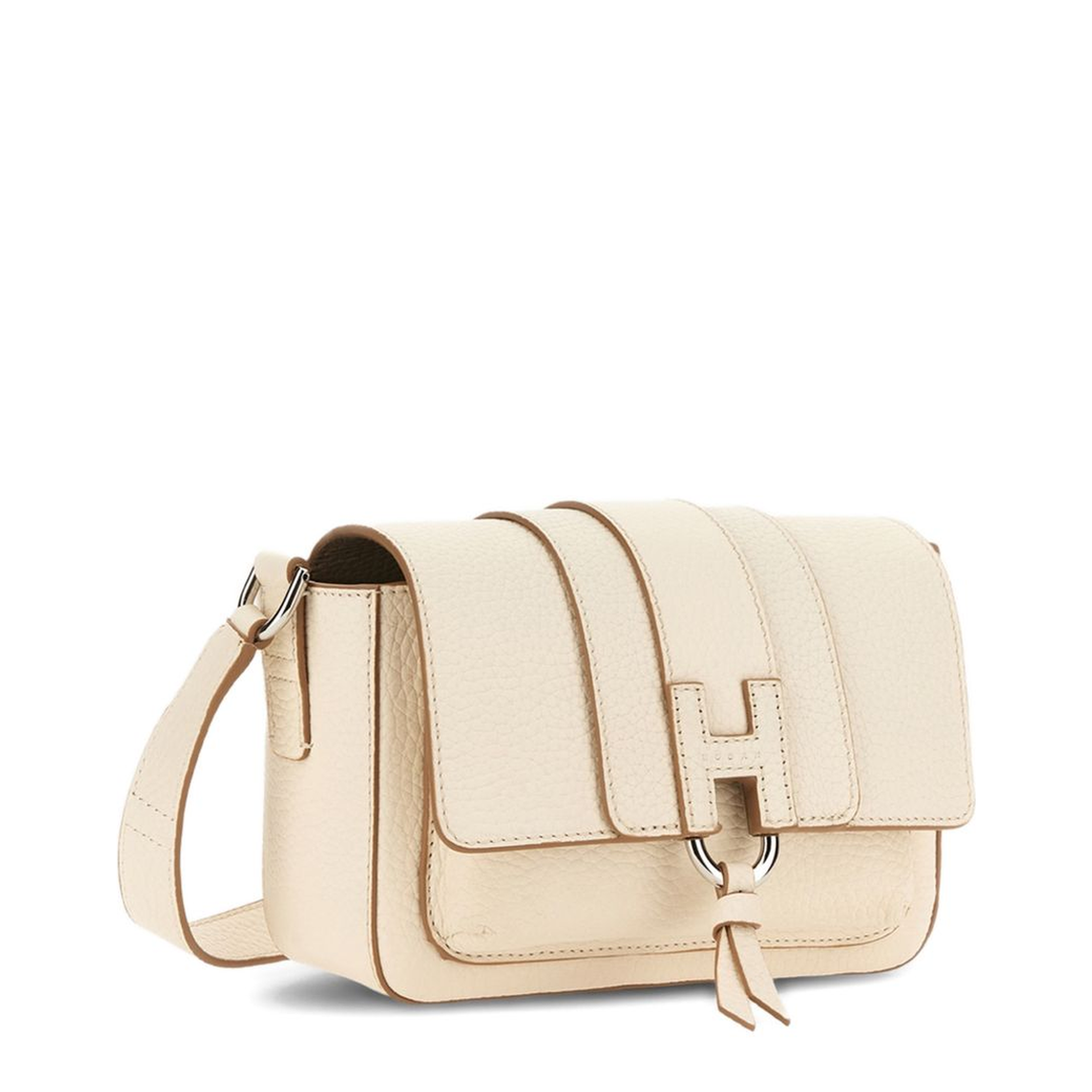 Trend Medium Hammered Leather Flap Bag - Light Beige