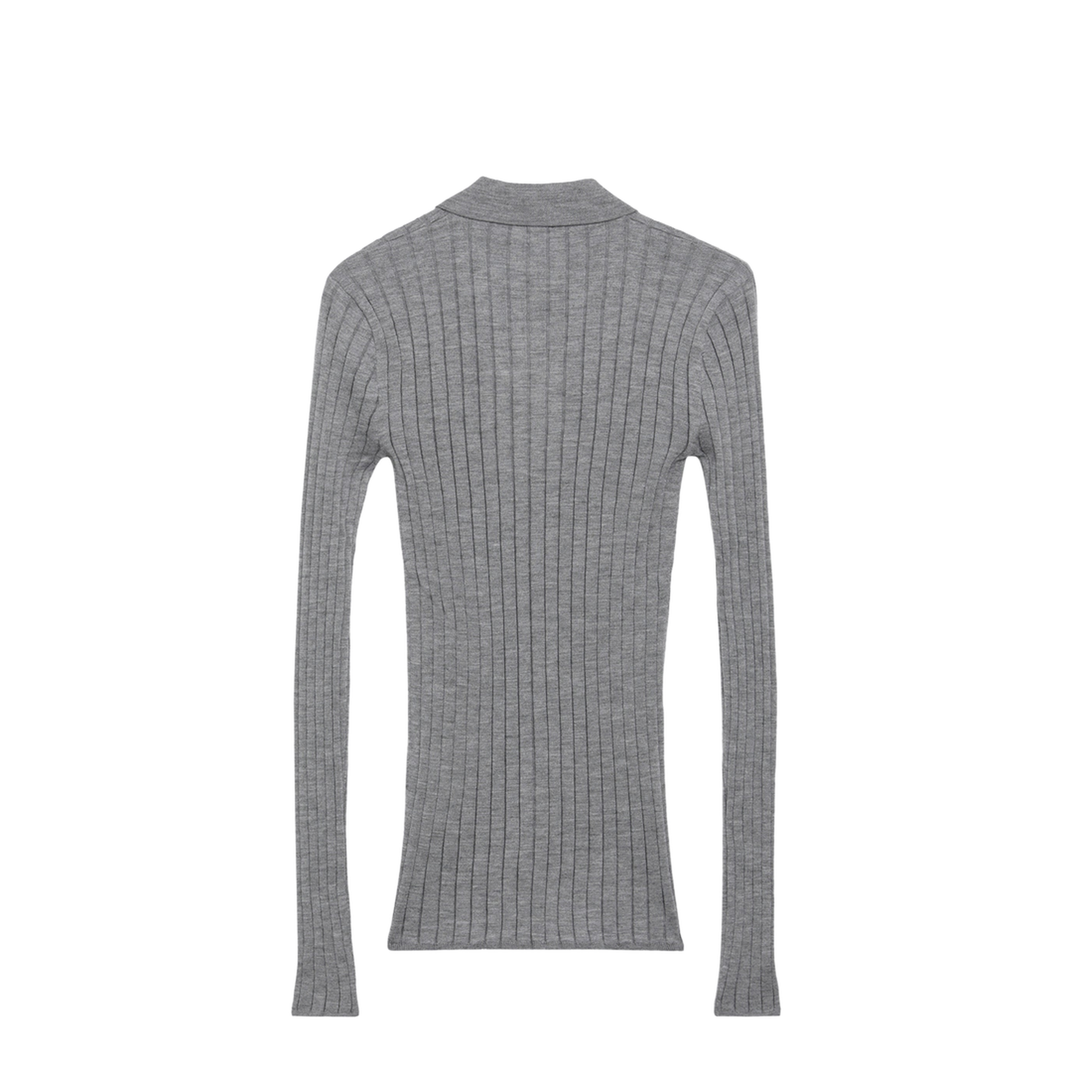 MAYFEYR - Toteme - Slim Ribbed Shirt In Grey Mélange Cashmere And Silk - 263-WRT0836YA0293074