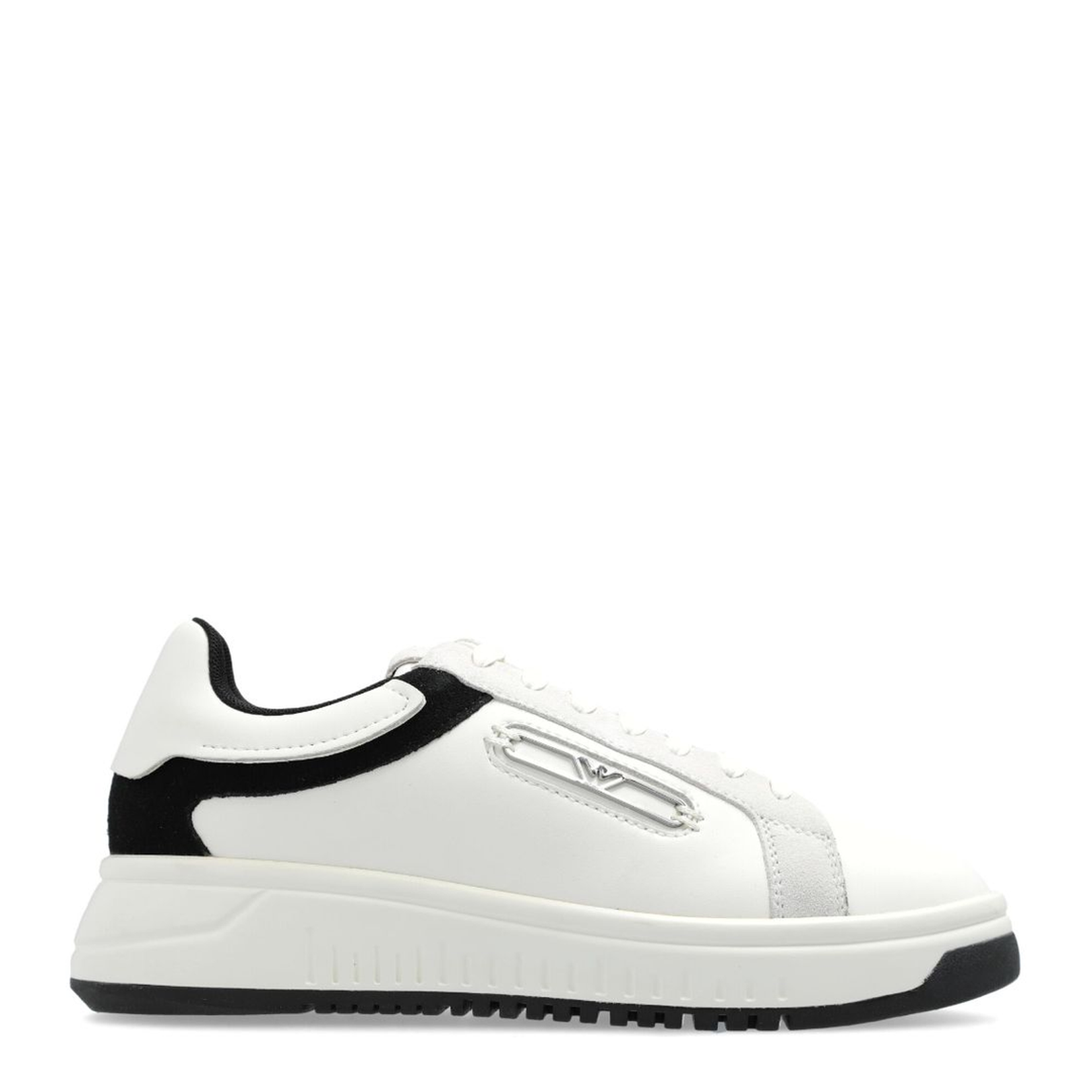 Leather Sneakers with Suede Details and Eagle Plate