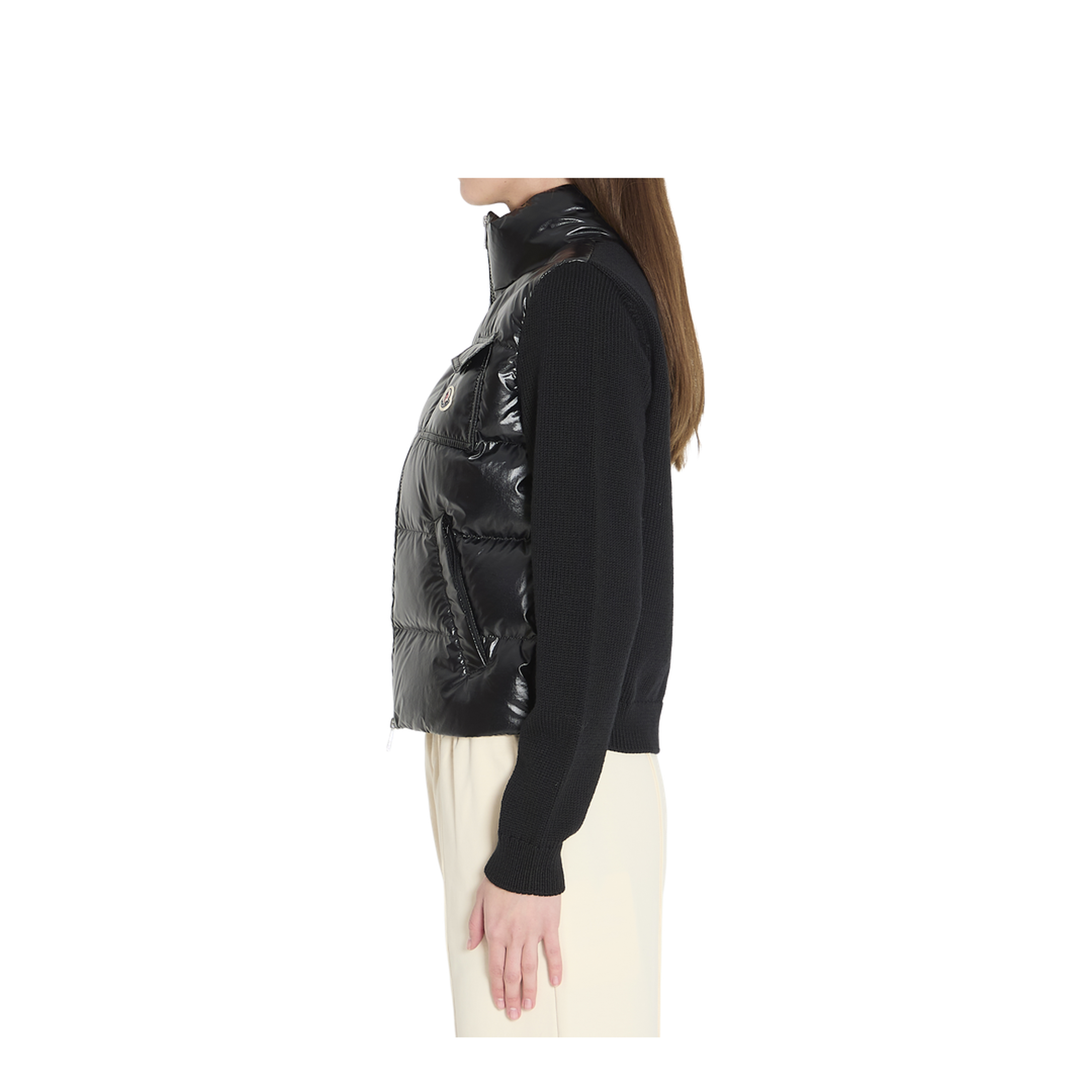 Padded Zip-Up Wool Cardigan