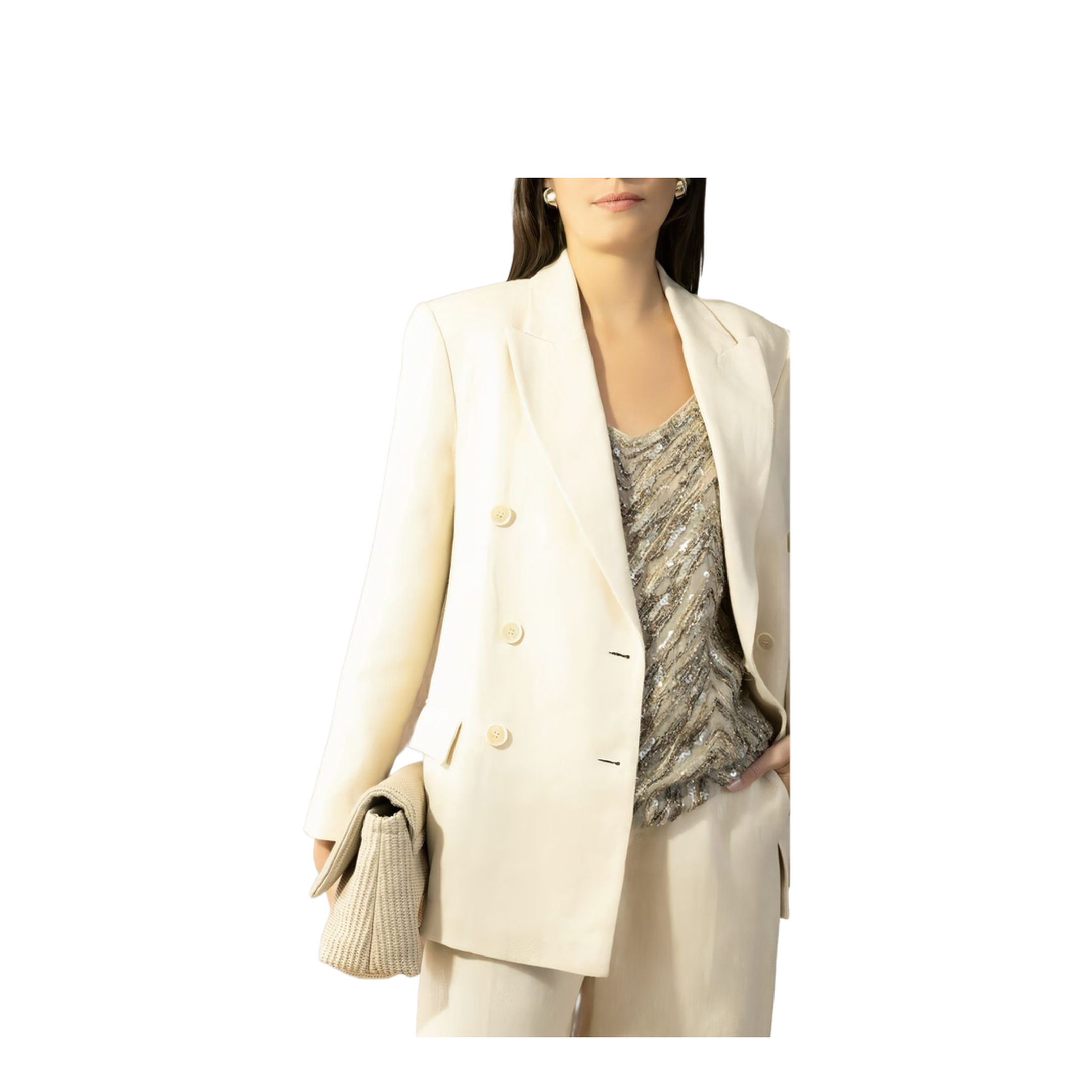 Women's Double-Breasted Blazer - Natural