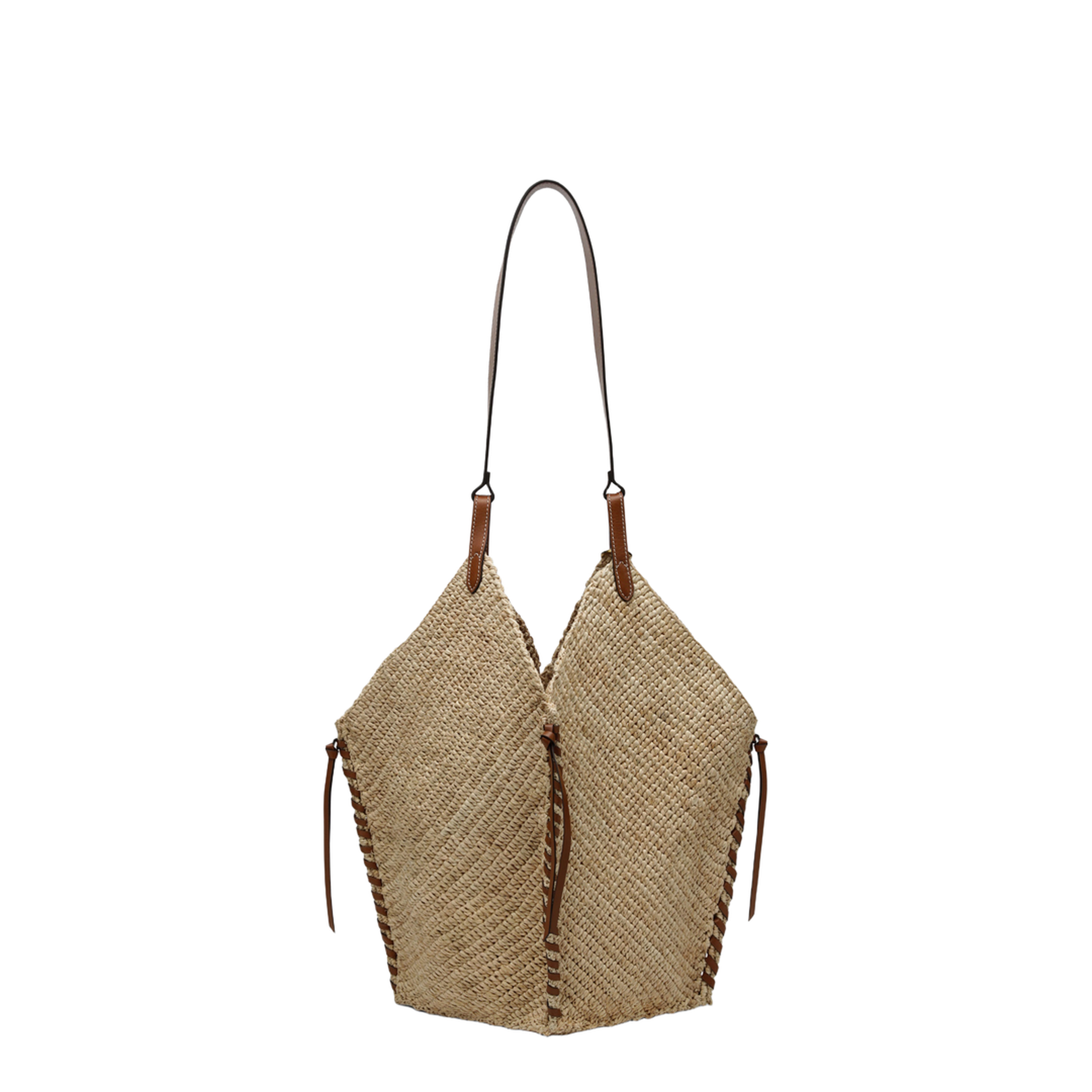 Tampa Raffia and Leather Handbag - Natural and Cognac