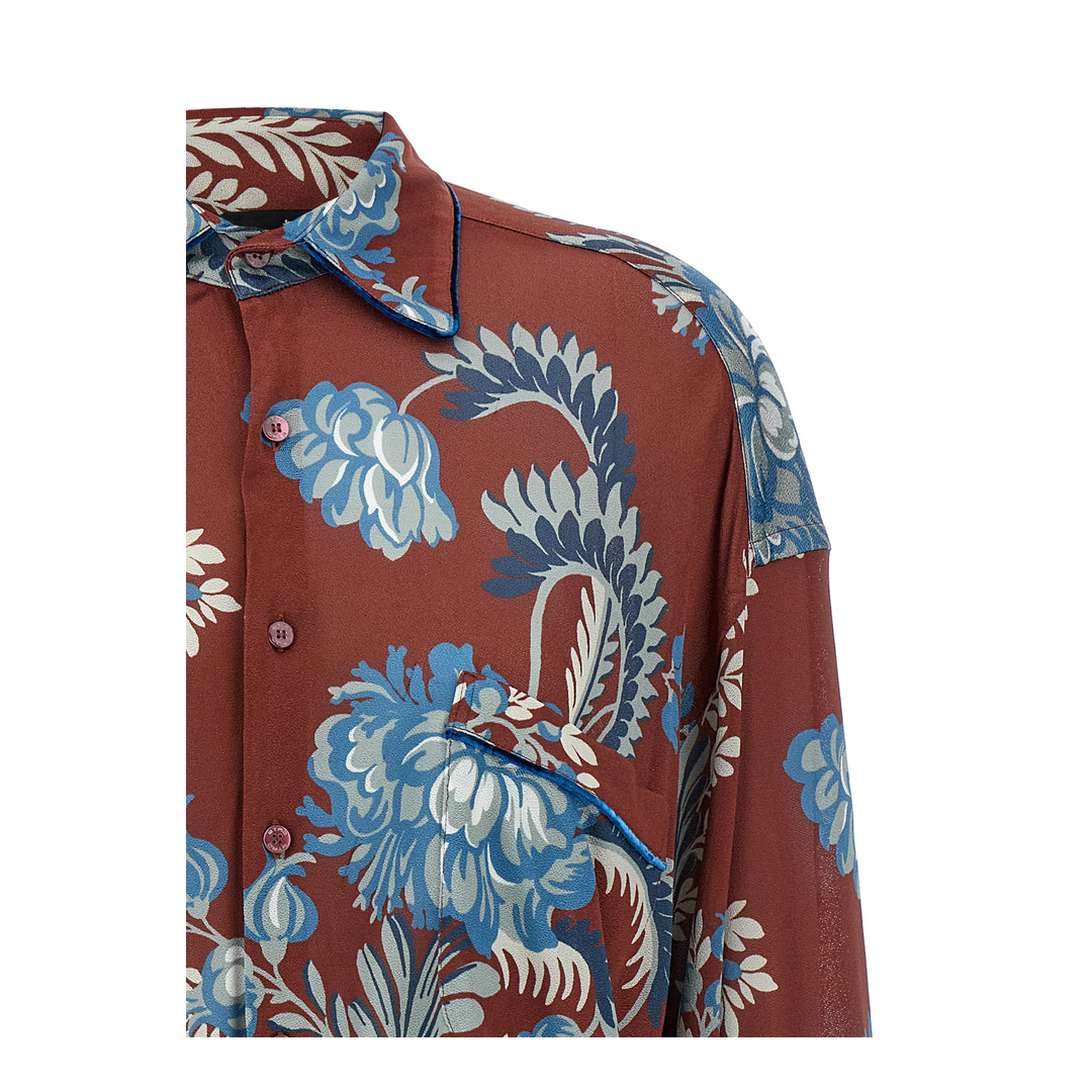 Oversized Shirt Crepe Floral Print