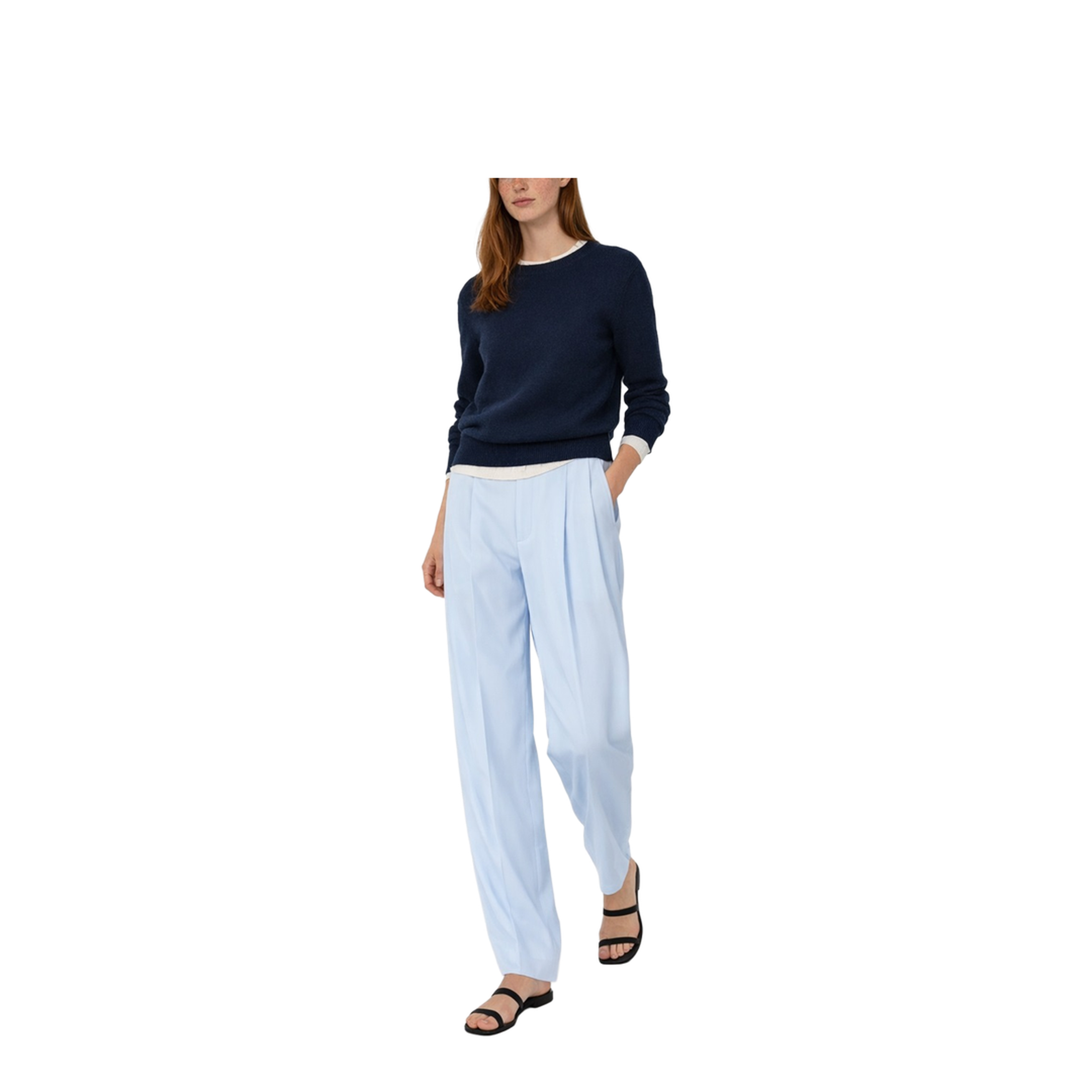 Viscose And Silk Twill Straight Trousers