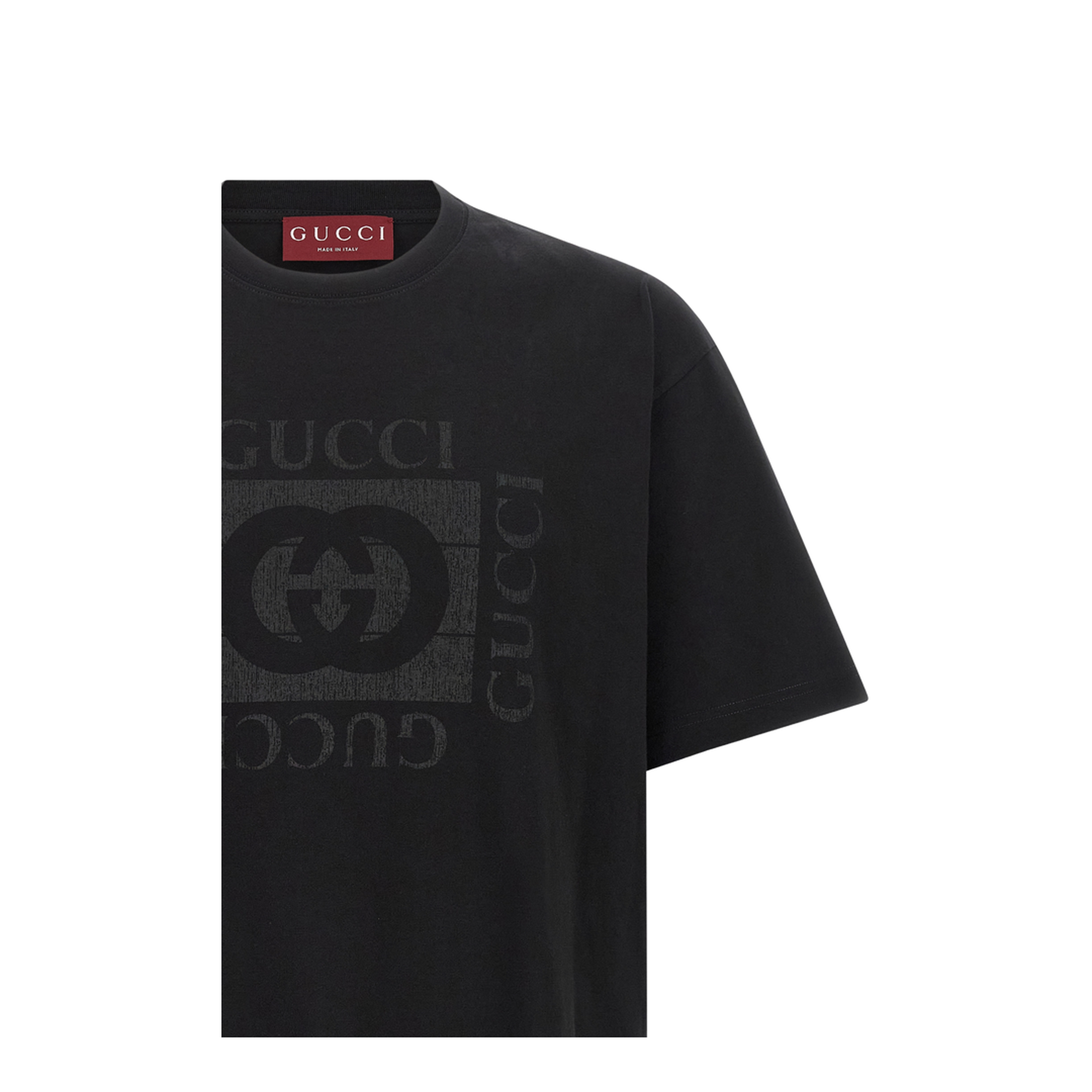 Cotton Jersey T-Shirt with Print in Black
