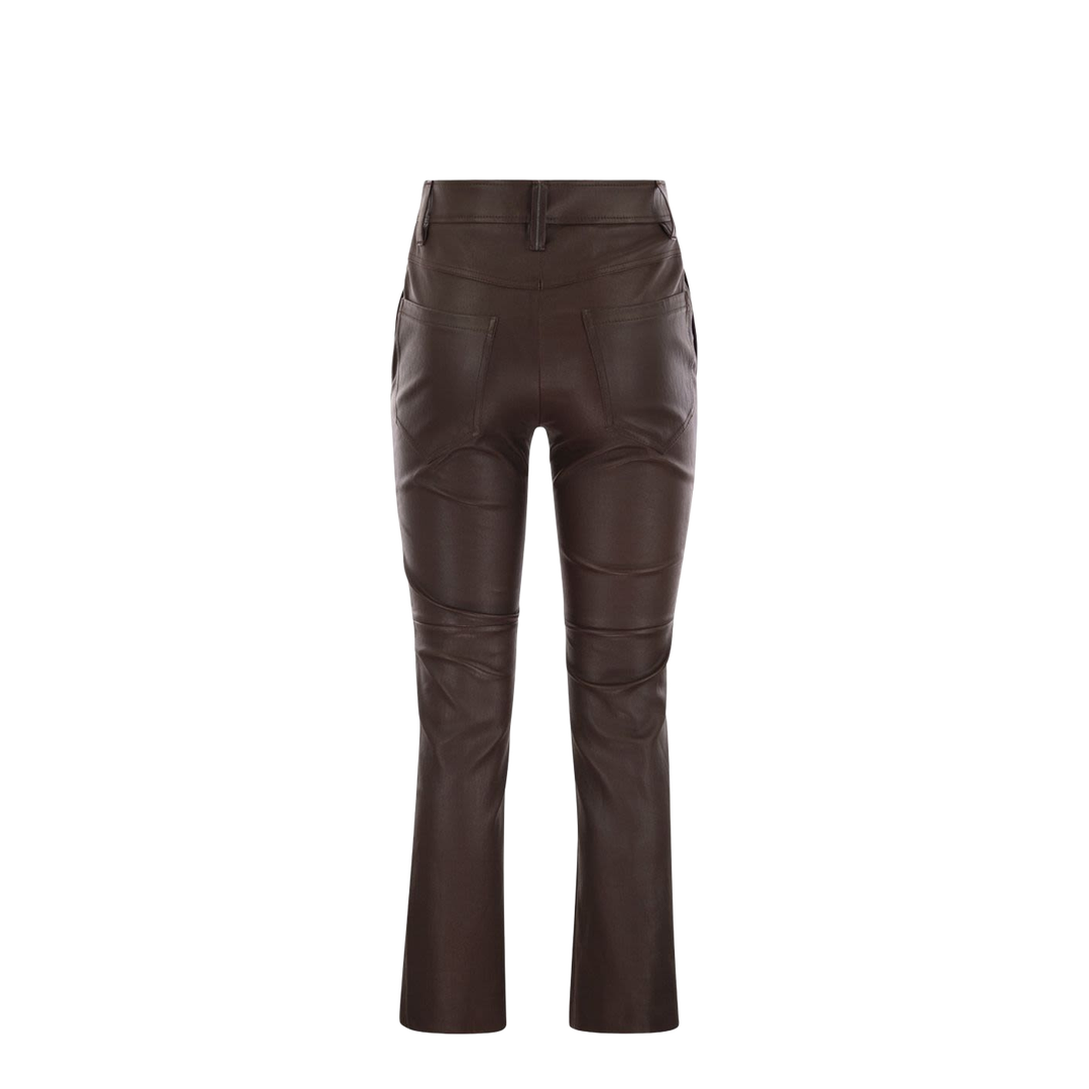 Stretch Nappa Leather Square Cigarette Trousers with Jewellery