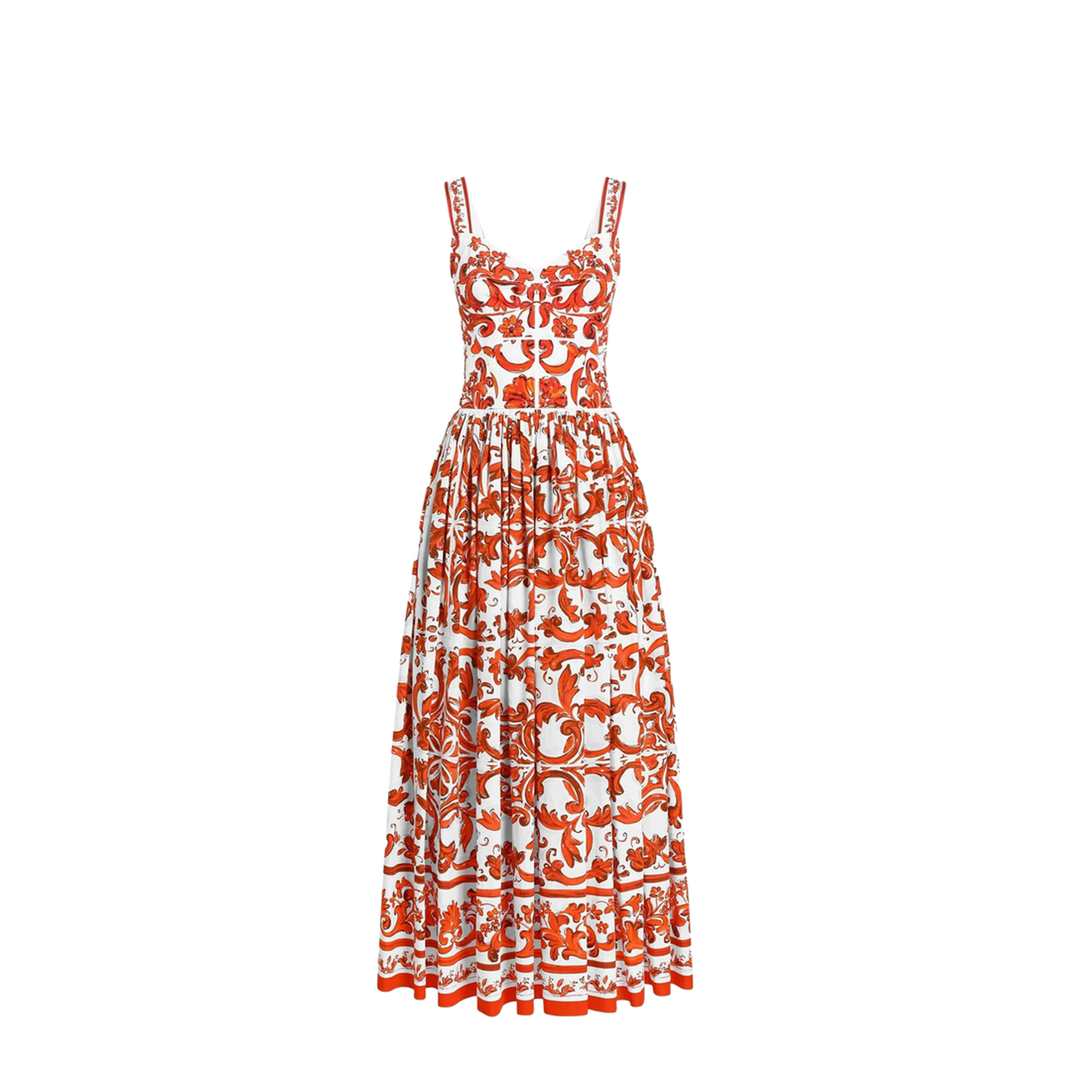 MAYFEYR - Dolce & Gabbana - Long Dress In Poplin Maiolica Print - F6TTHTGDDRL