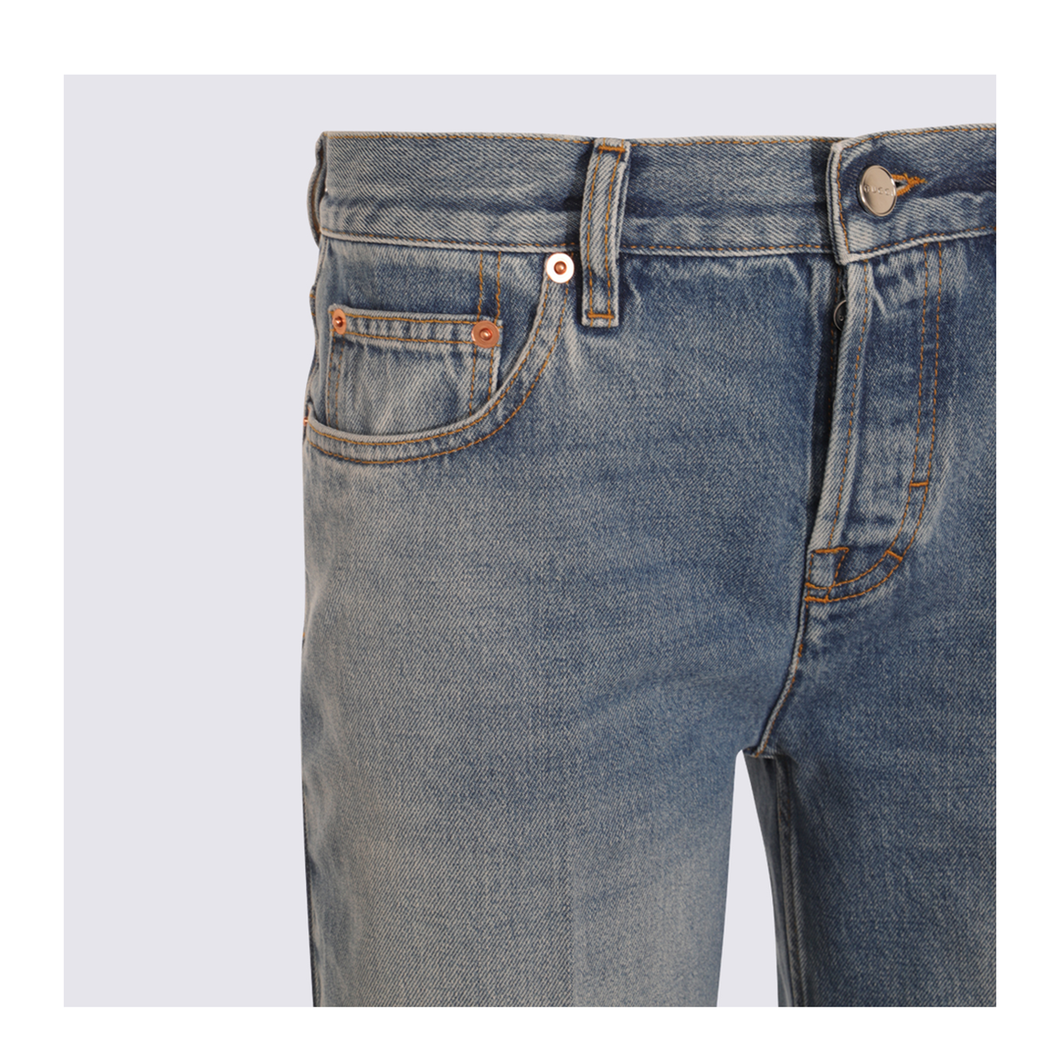Straight Fit Denim Pants in Light Blue