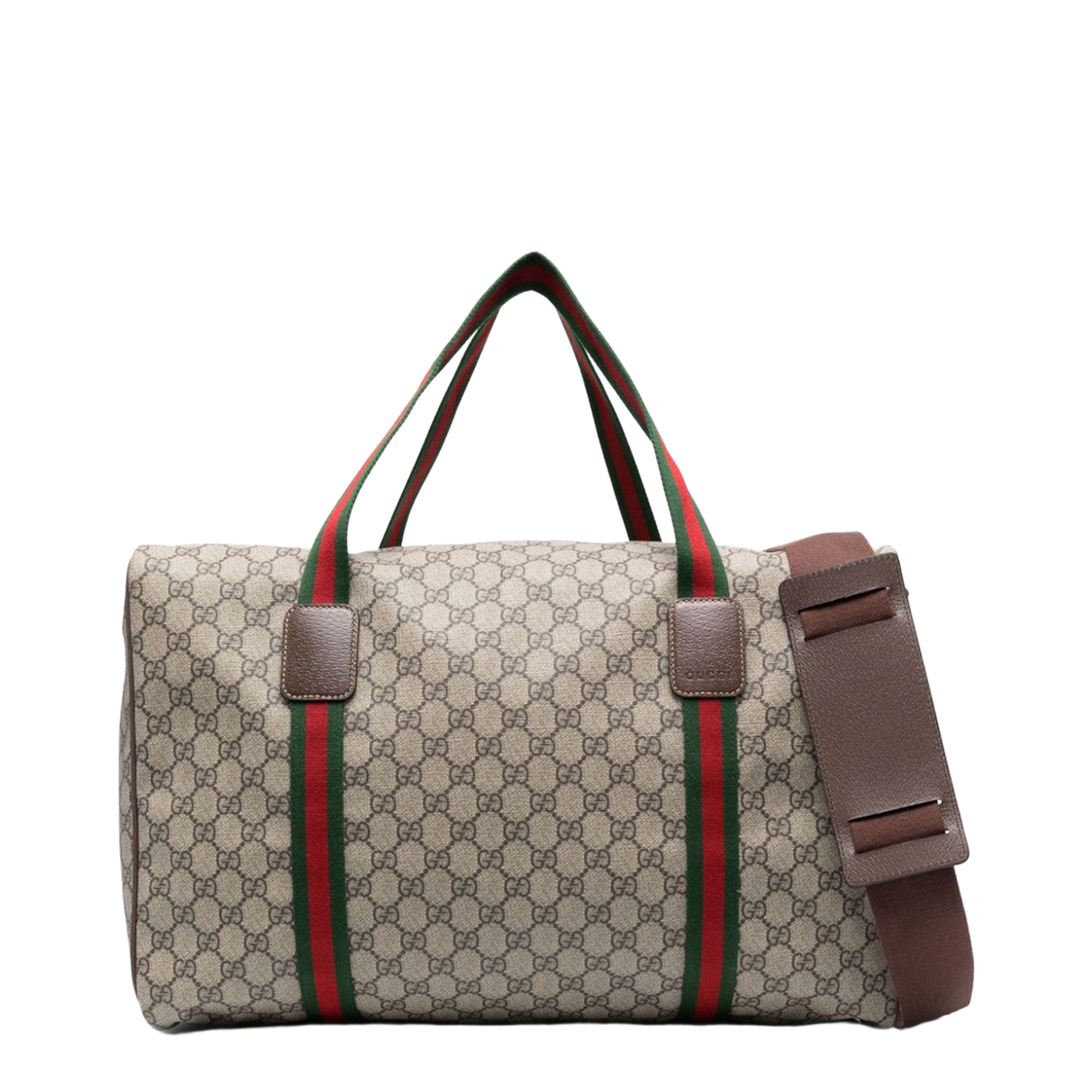 Ophidia Medium Leather Duffel Bags - Beige