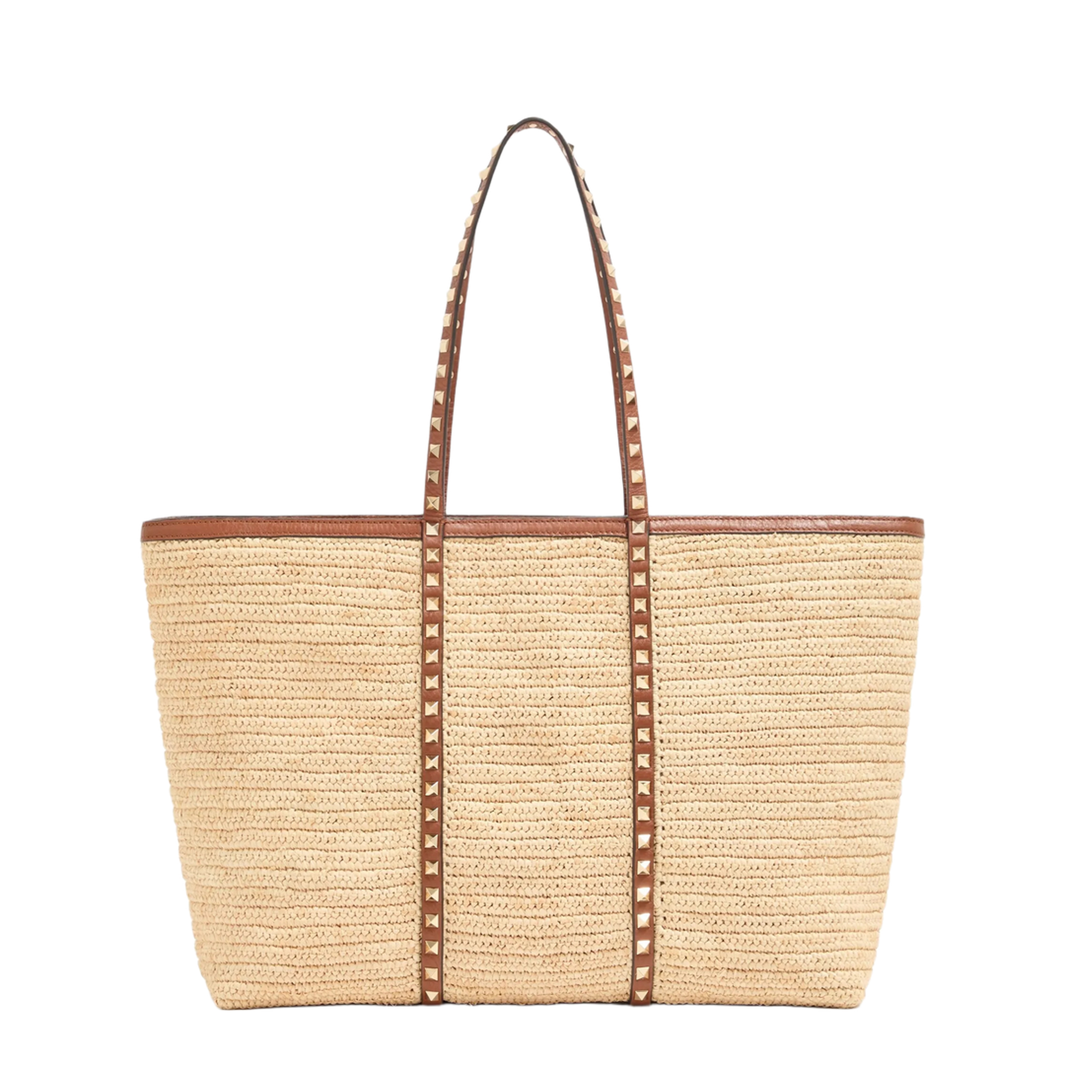 MAYFEYR - Valentino - Raffia Shopping Medium Rockstud Bag - 8W2B0R04UEN43S