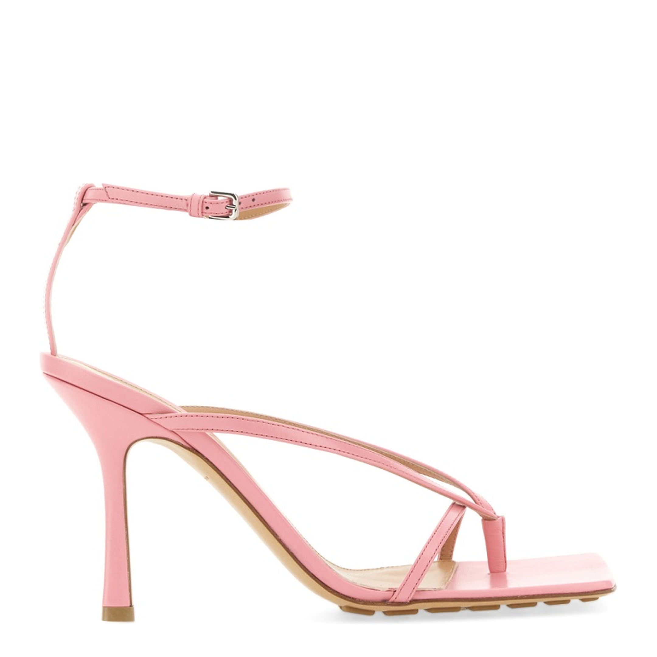 Pink Leather Stretch Sandals