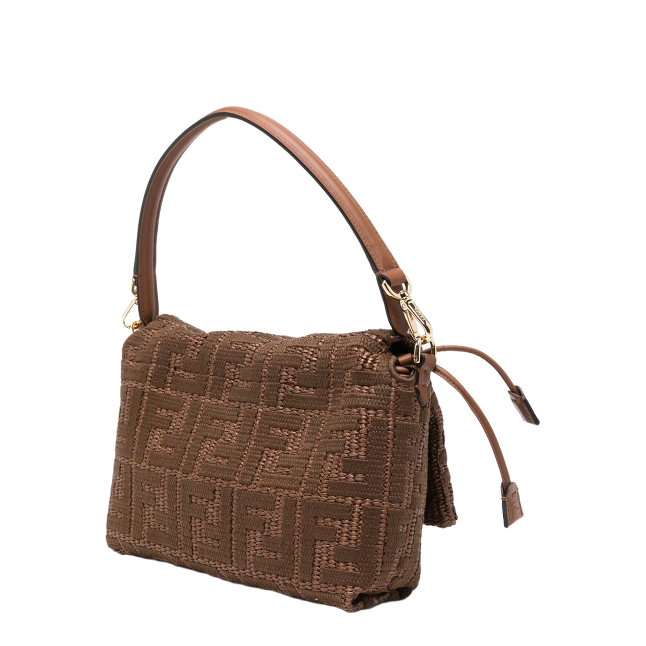 Mamma Baguette Medium Raffia-Effect Shoulder Bag - Sellier Brown