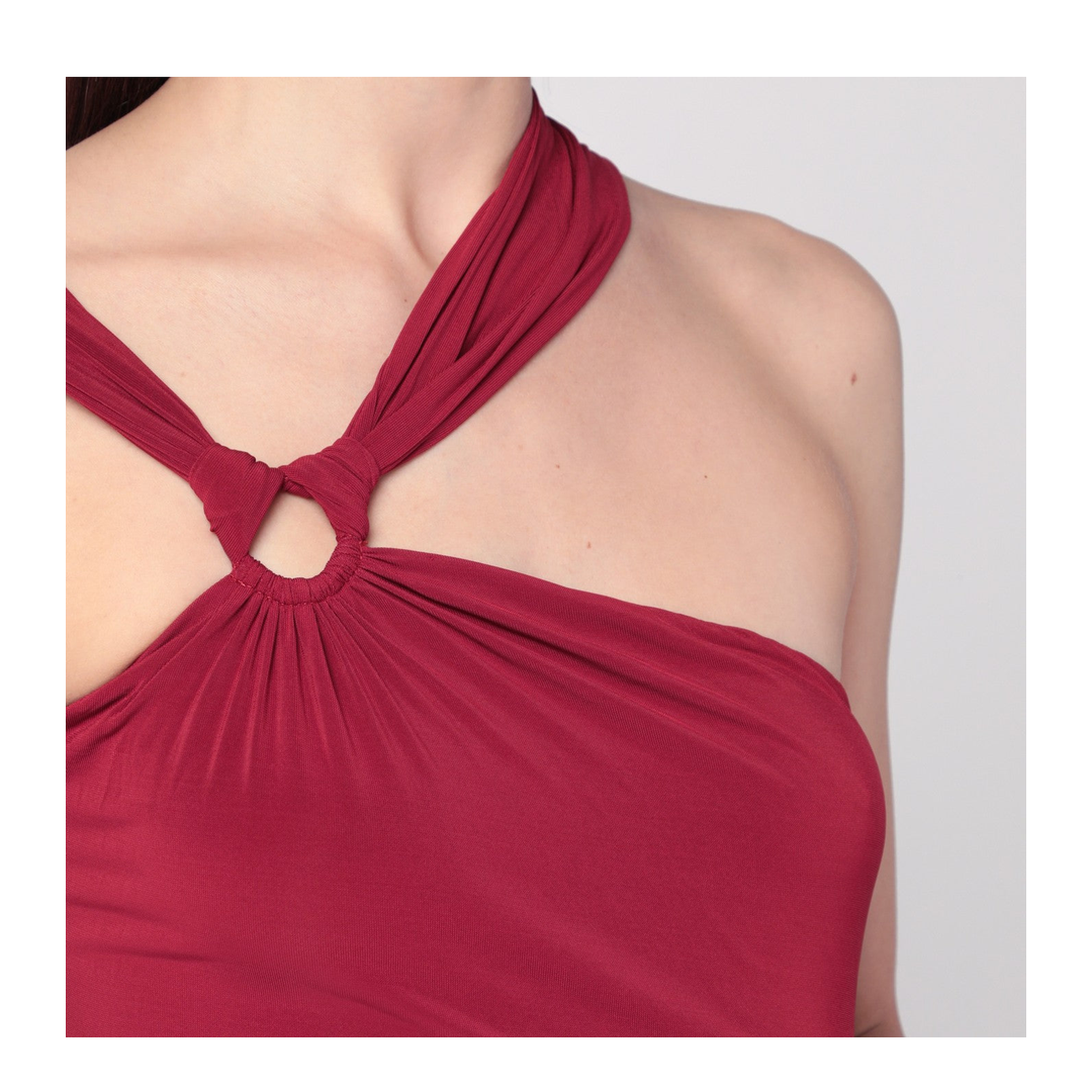 One-shoulder Ethel dress in light burgundy