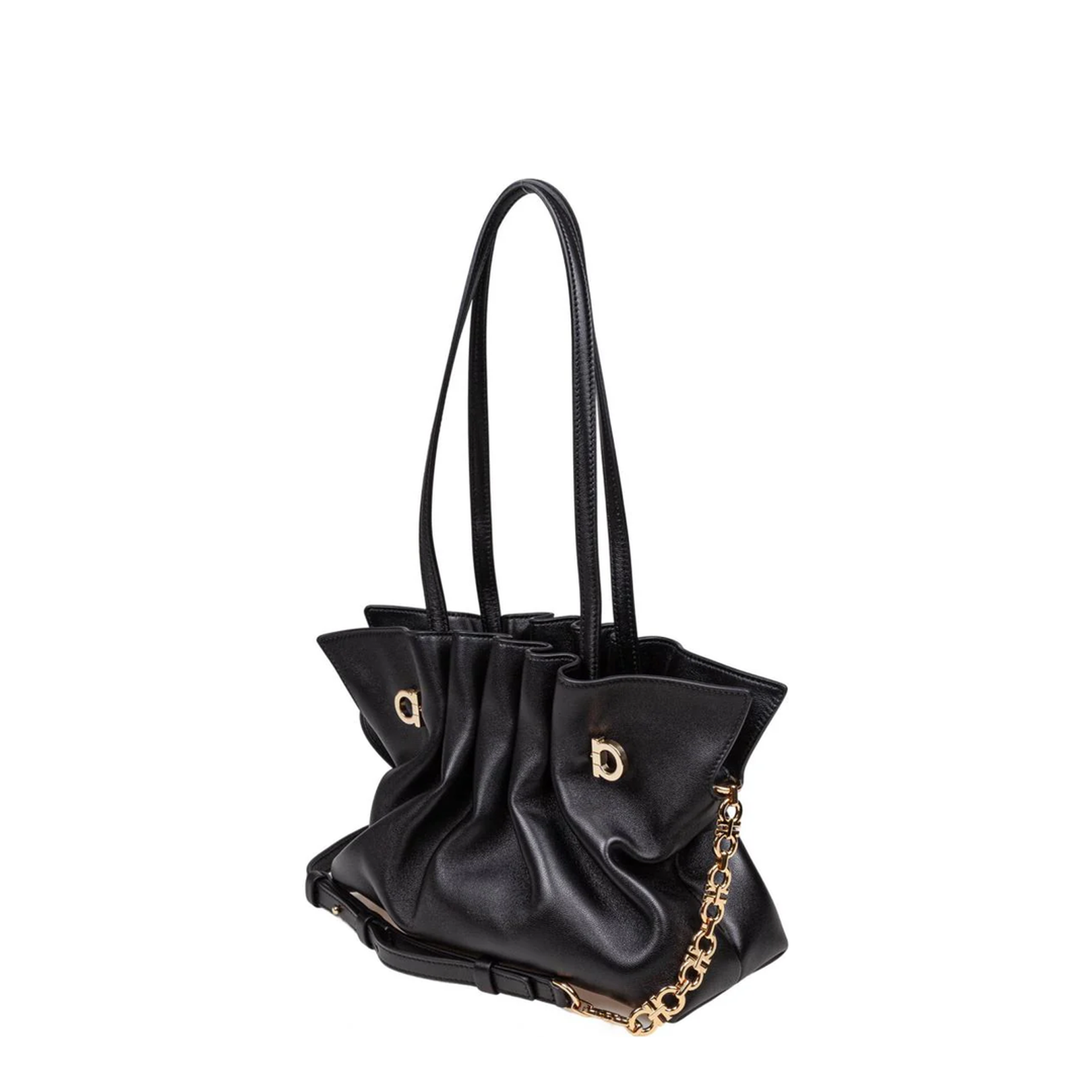 Soft Shoulder Bag in Black Nappa
