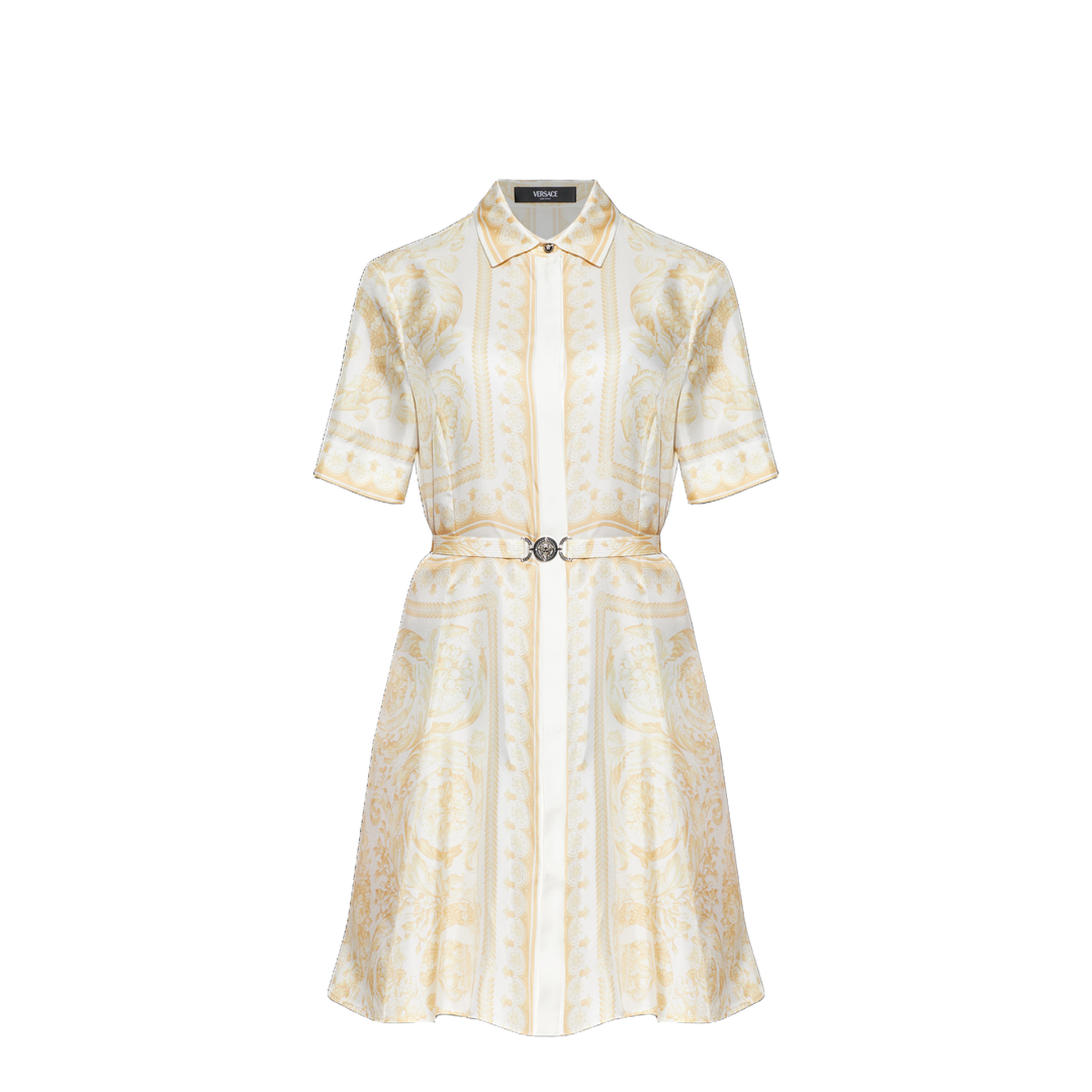 Belted Silk Dress Gold