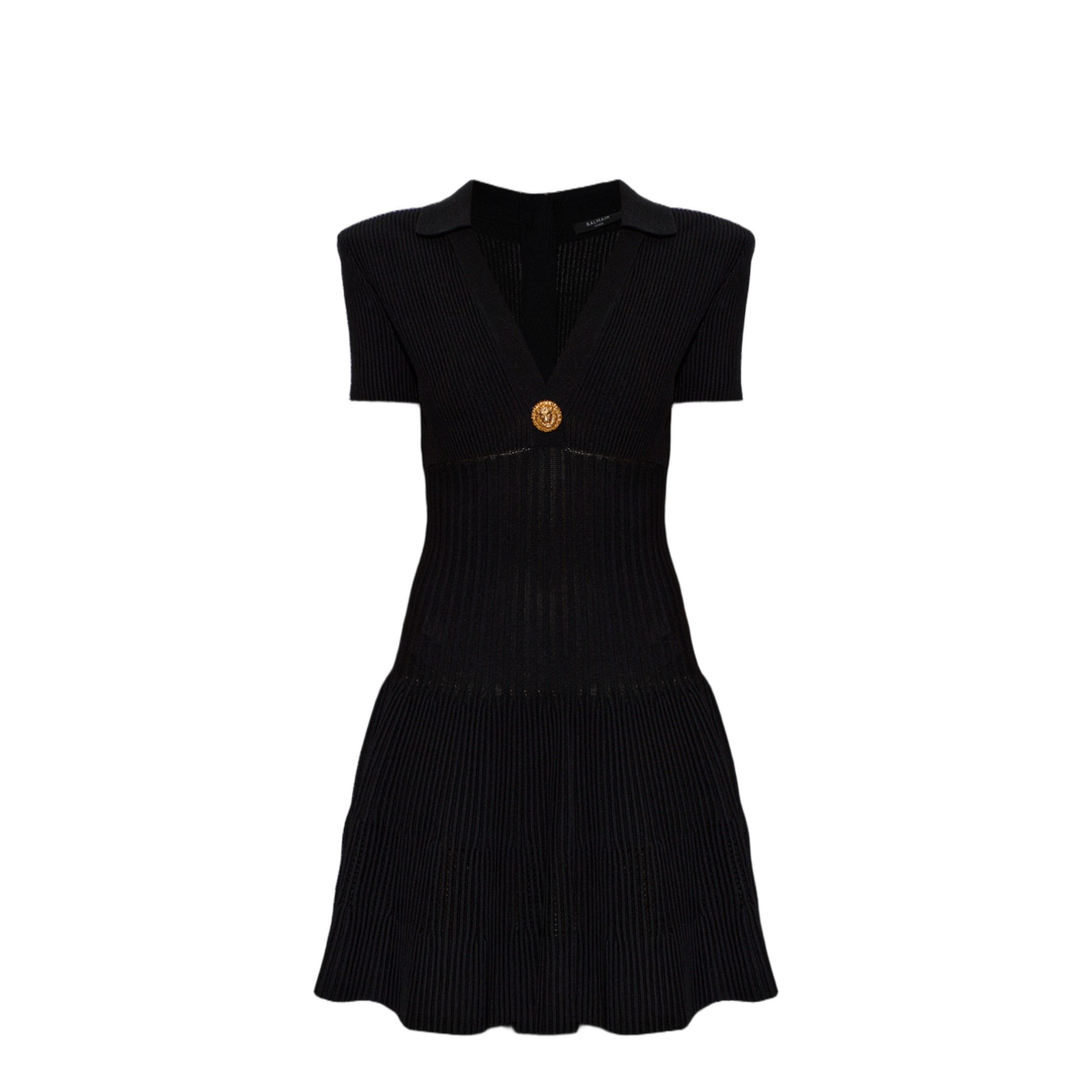 Short Flared Knit Dress Black