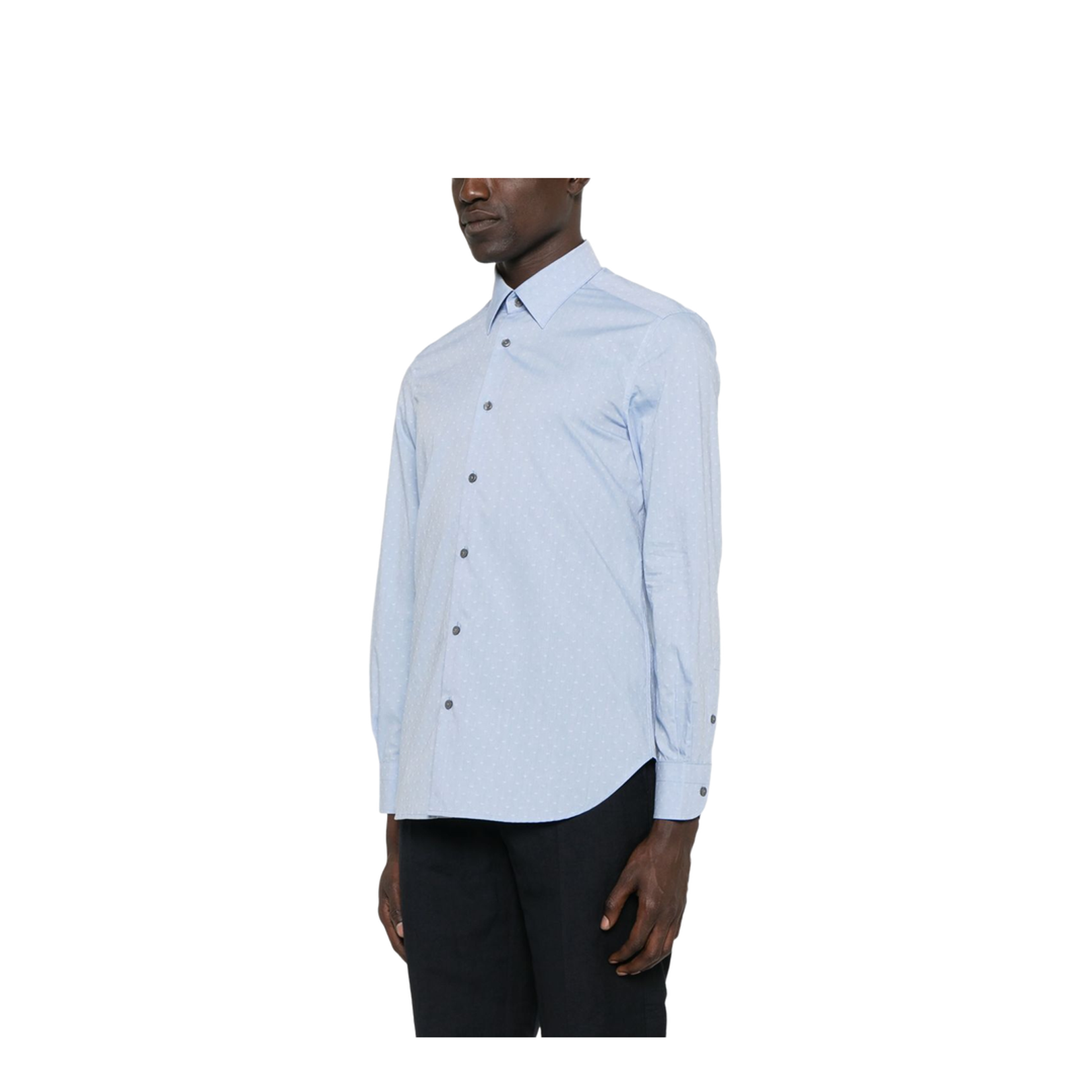 Cotton Shirt with All-Over Jacquard Logo