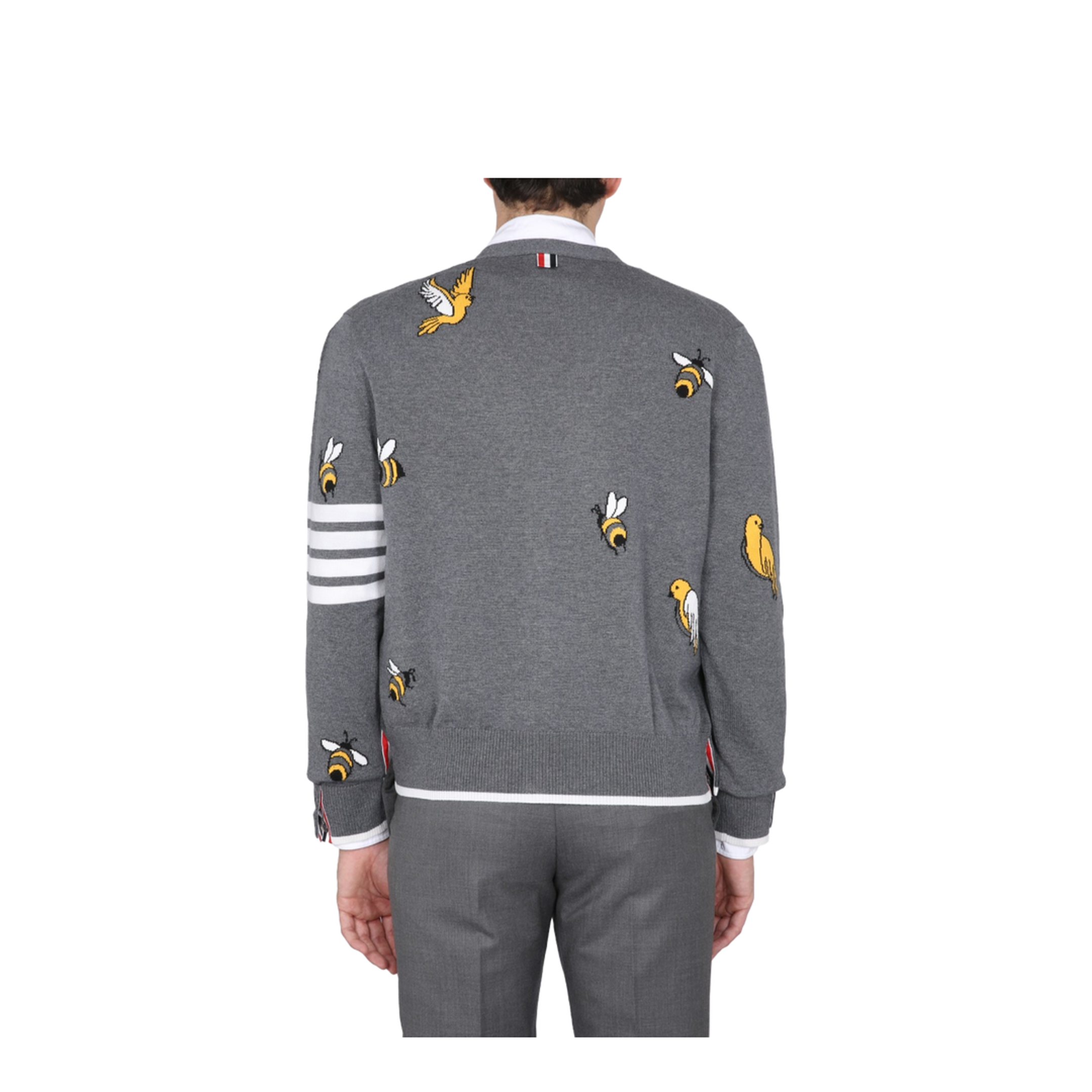 Cardigan with Birds and Bees Inlays