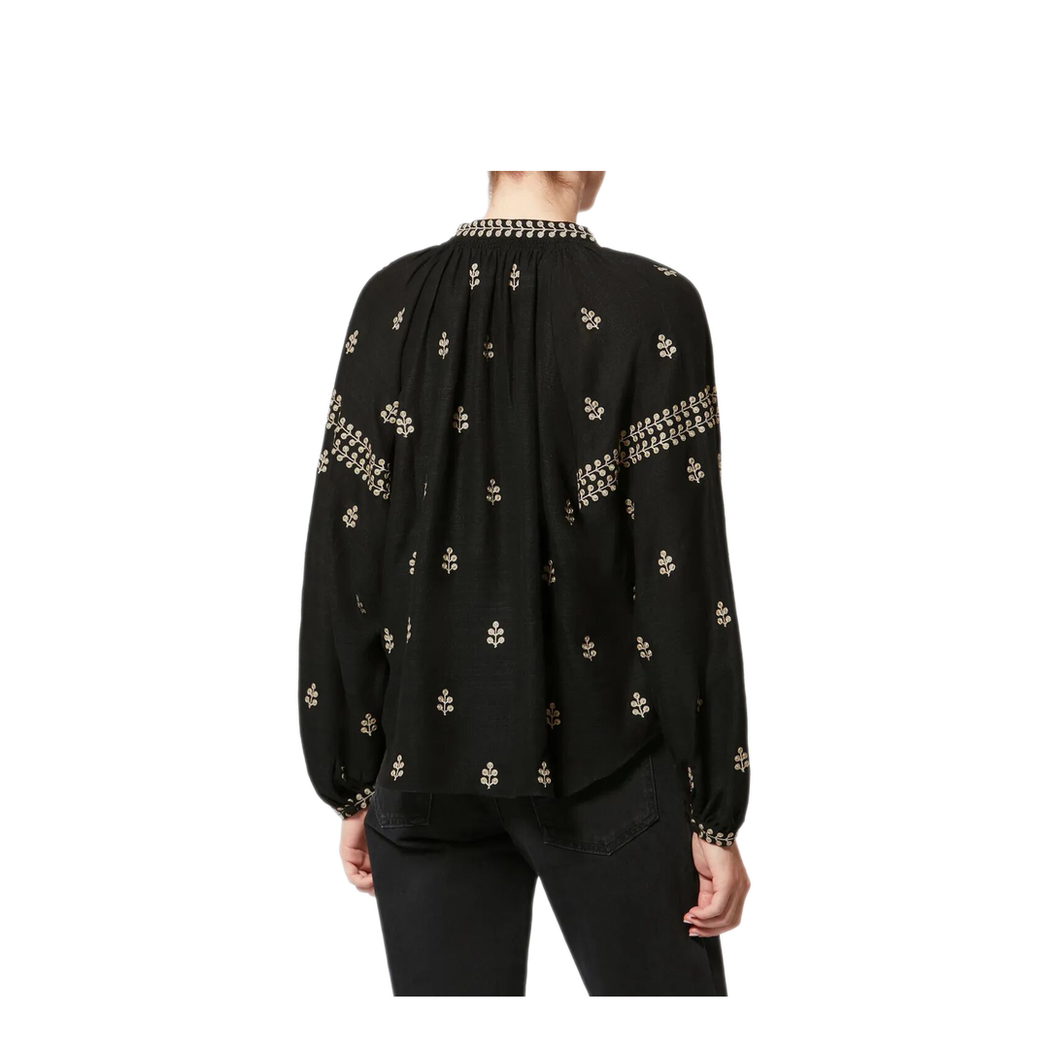 MAYFEYR - Isabel Marant - Rodis Embroidered Tussar Silk Blouse - HT0826FAD1J12I01BK