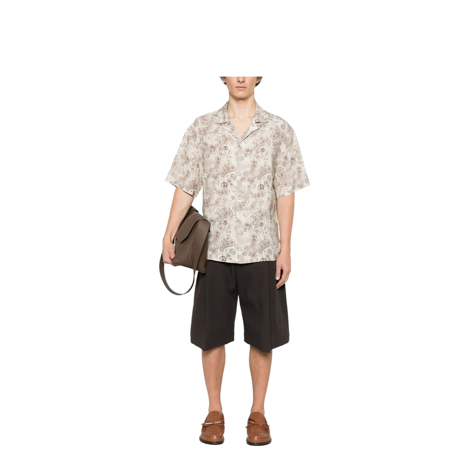 Short-Sleeved Viscose-Blend Shirt with All-Over Print