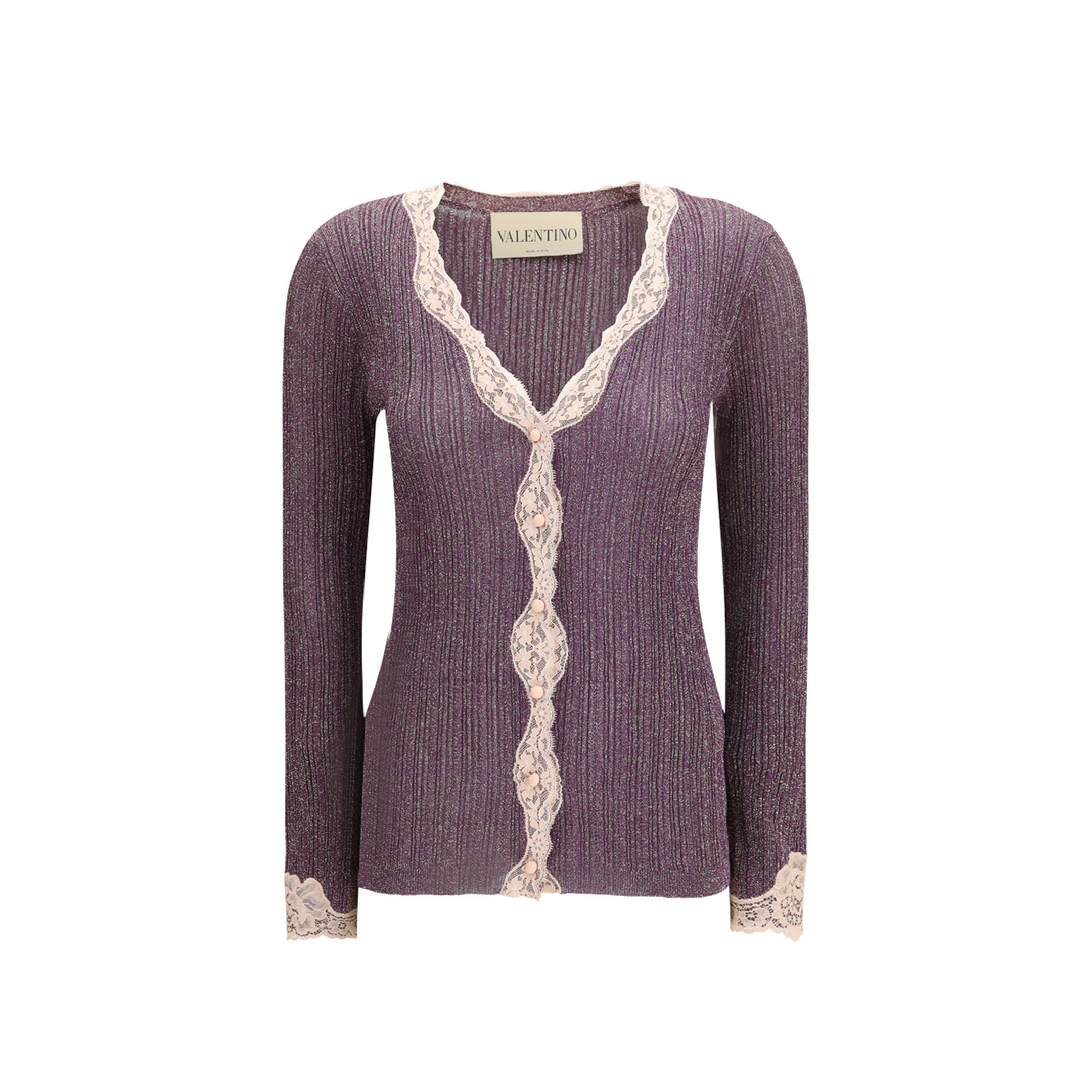 MAYFEYR - Valentino - Lurex Knit Cardigan With Lace - 8B0KA15KA8T