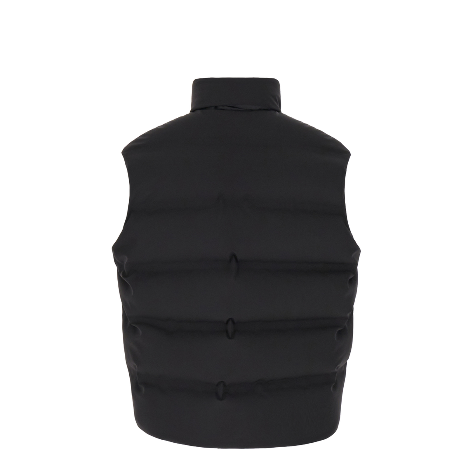 Black Stretch Nylon Blend Sleeveless Padded Jacket