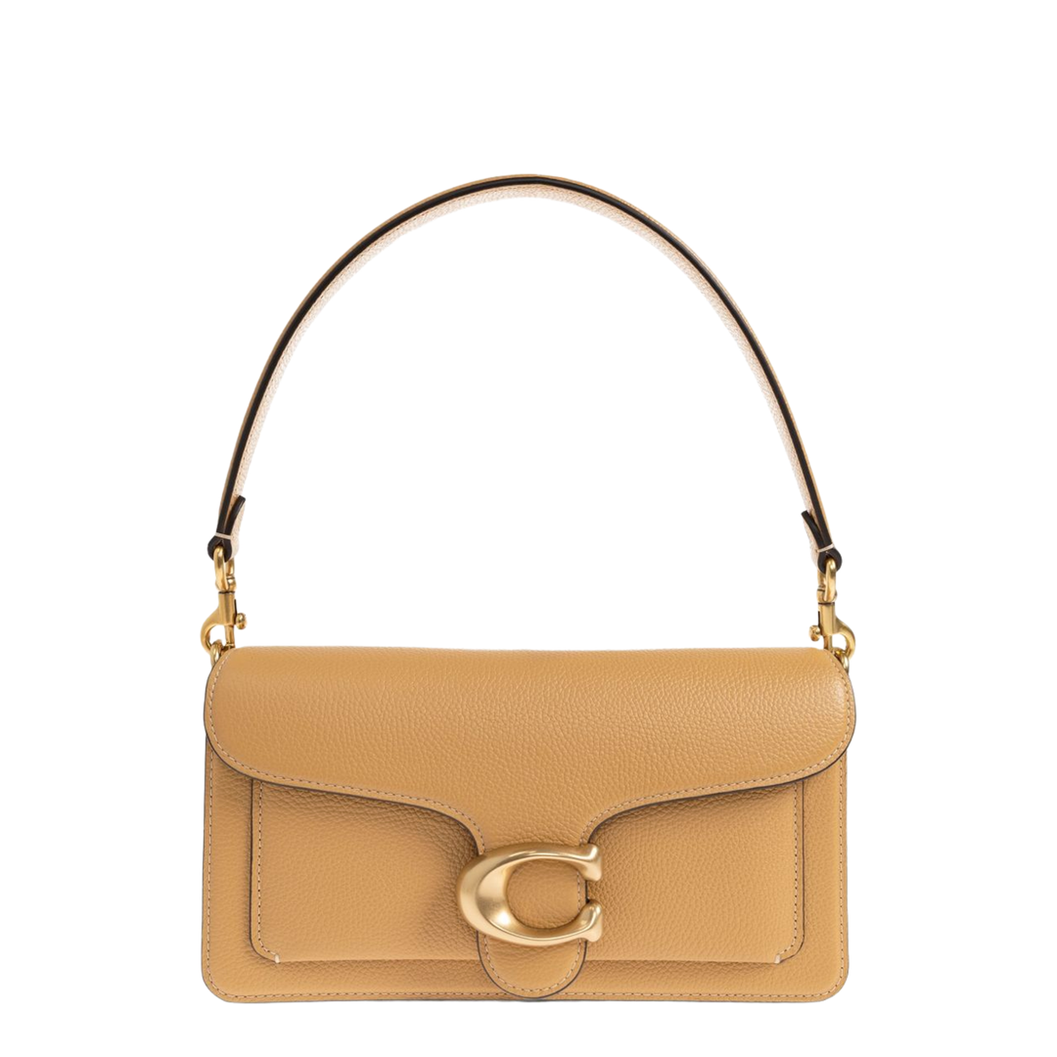 Tabby 26 Polished Pebble Leather Shoulder Bag - Brass/Biscuit
