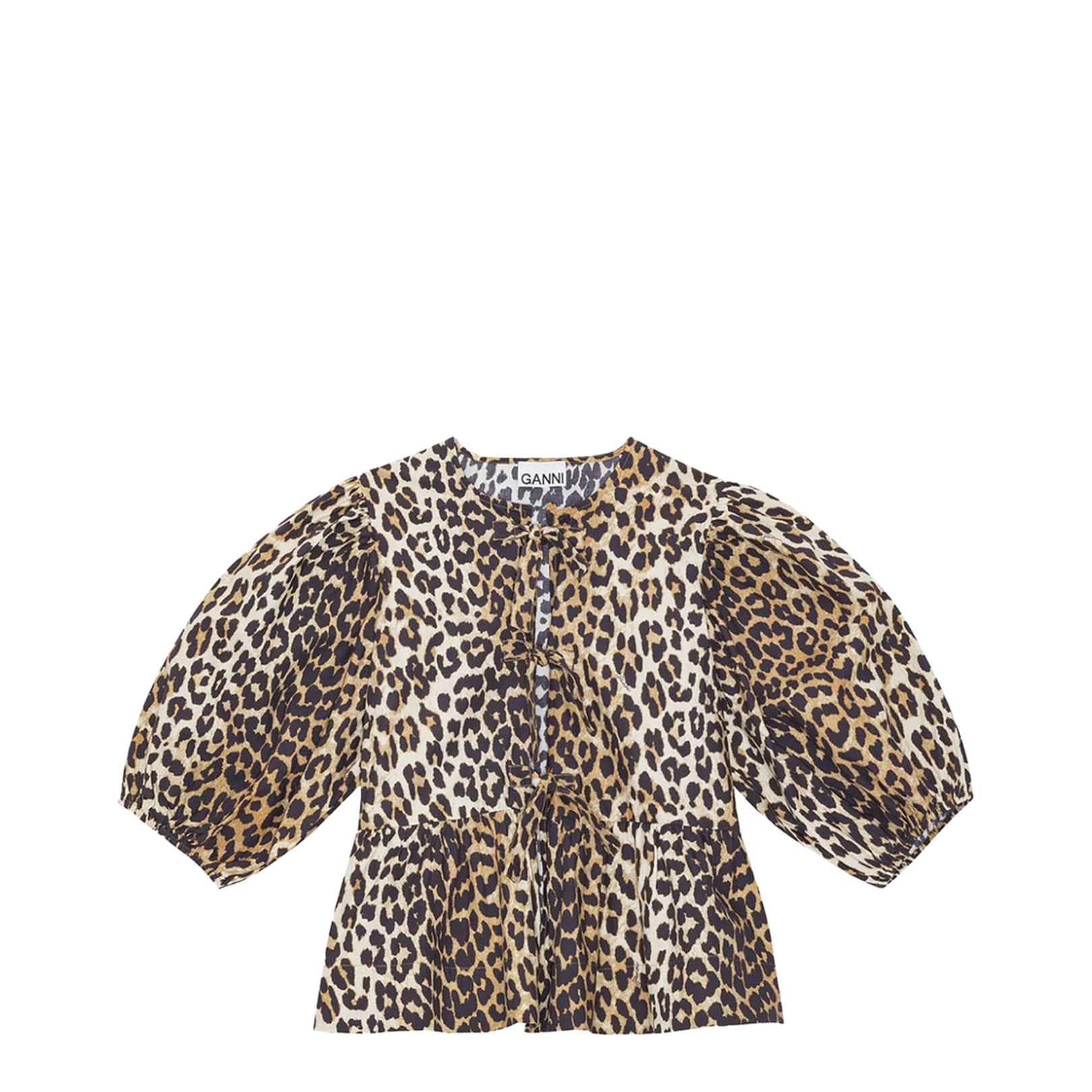 Printed Cotton Poplin Peplum Blouse Shirt