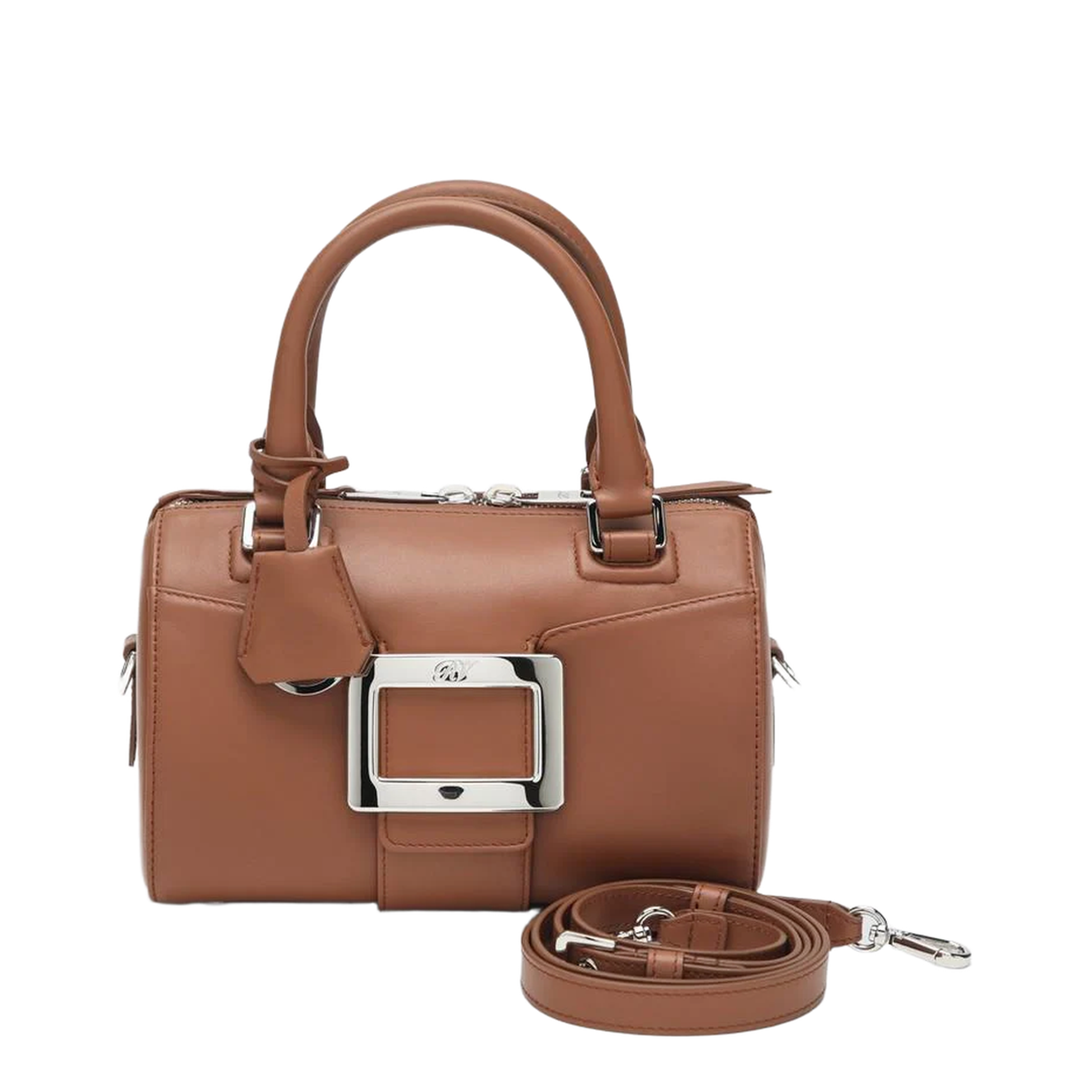 Cognac Coloured Leather Bowling Bag