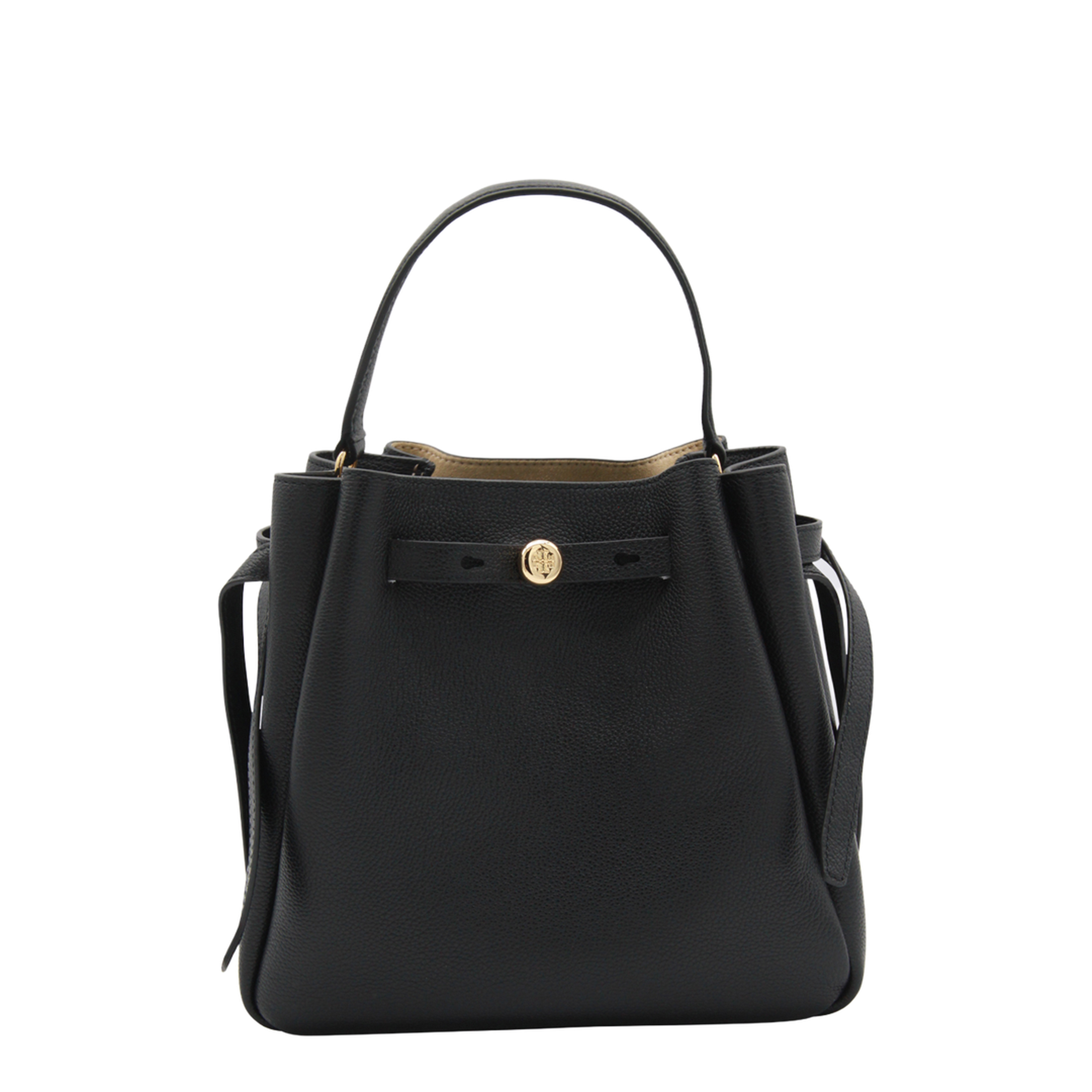 Romy Pebbled Leather Bucket Bag - Black