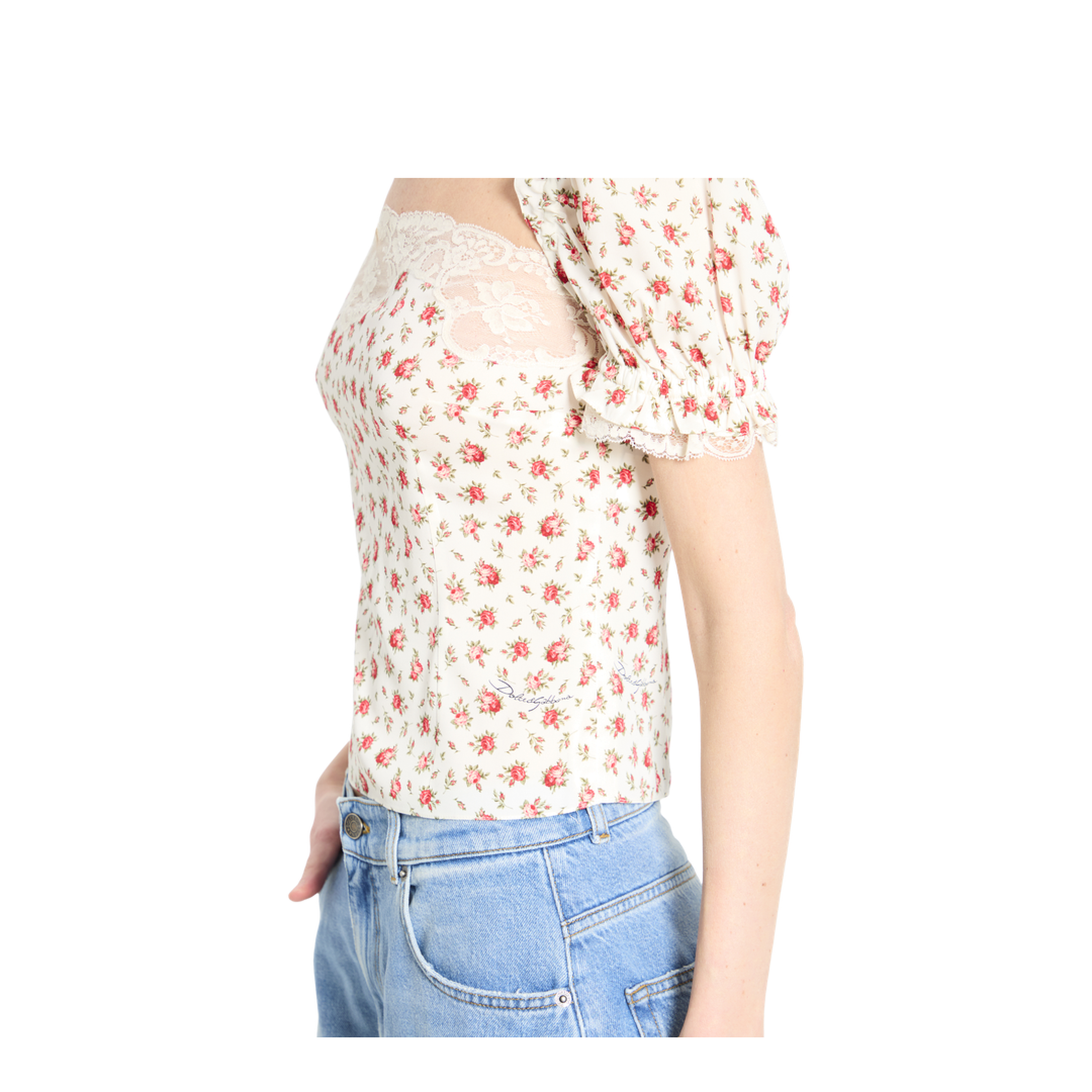Charmeuse Top with Rose Print