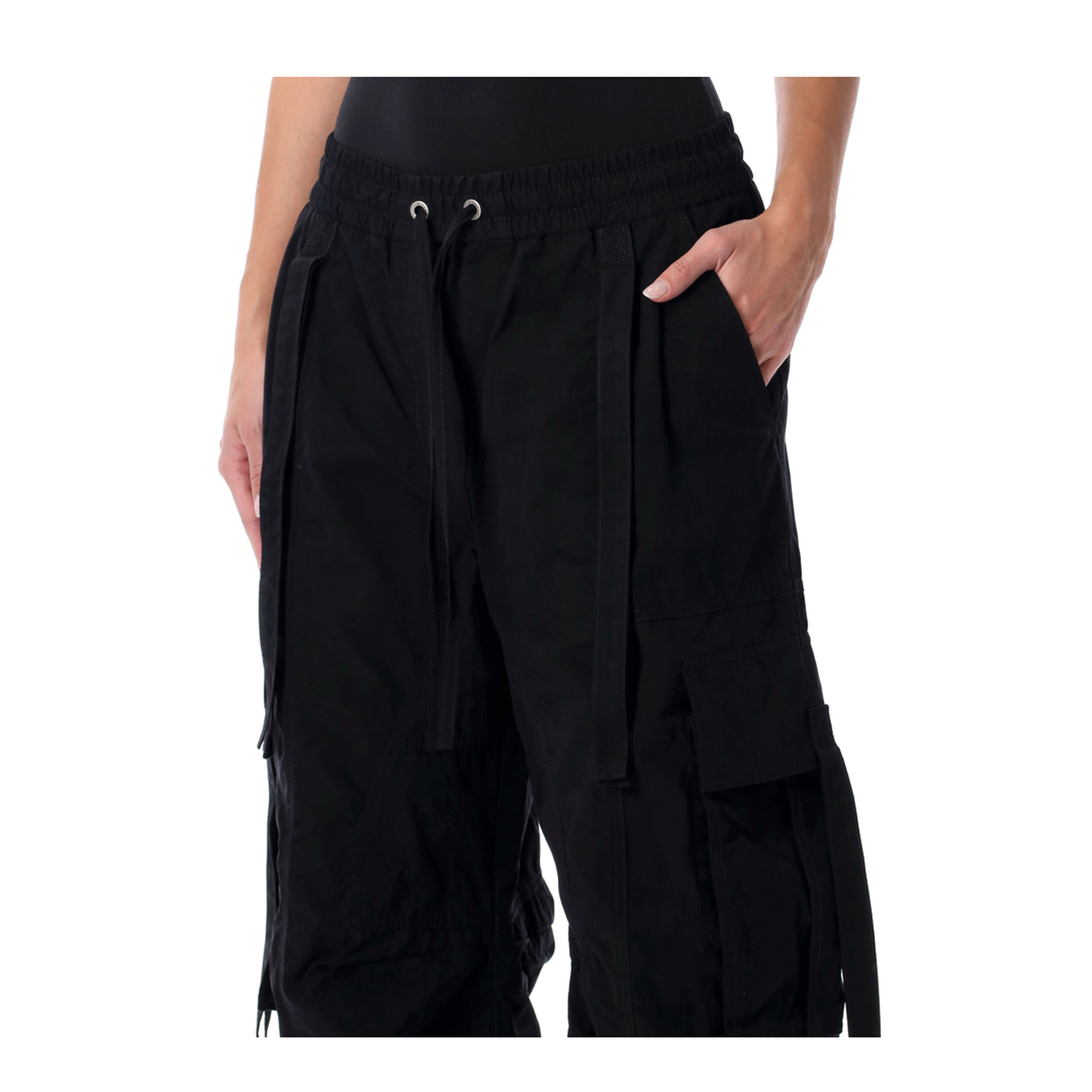 Waxed Faille Cargo Pants in Black