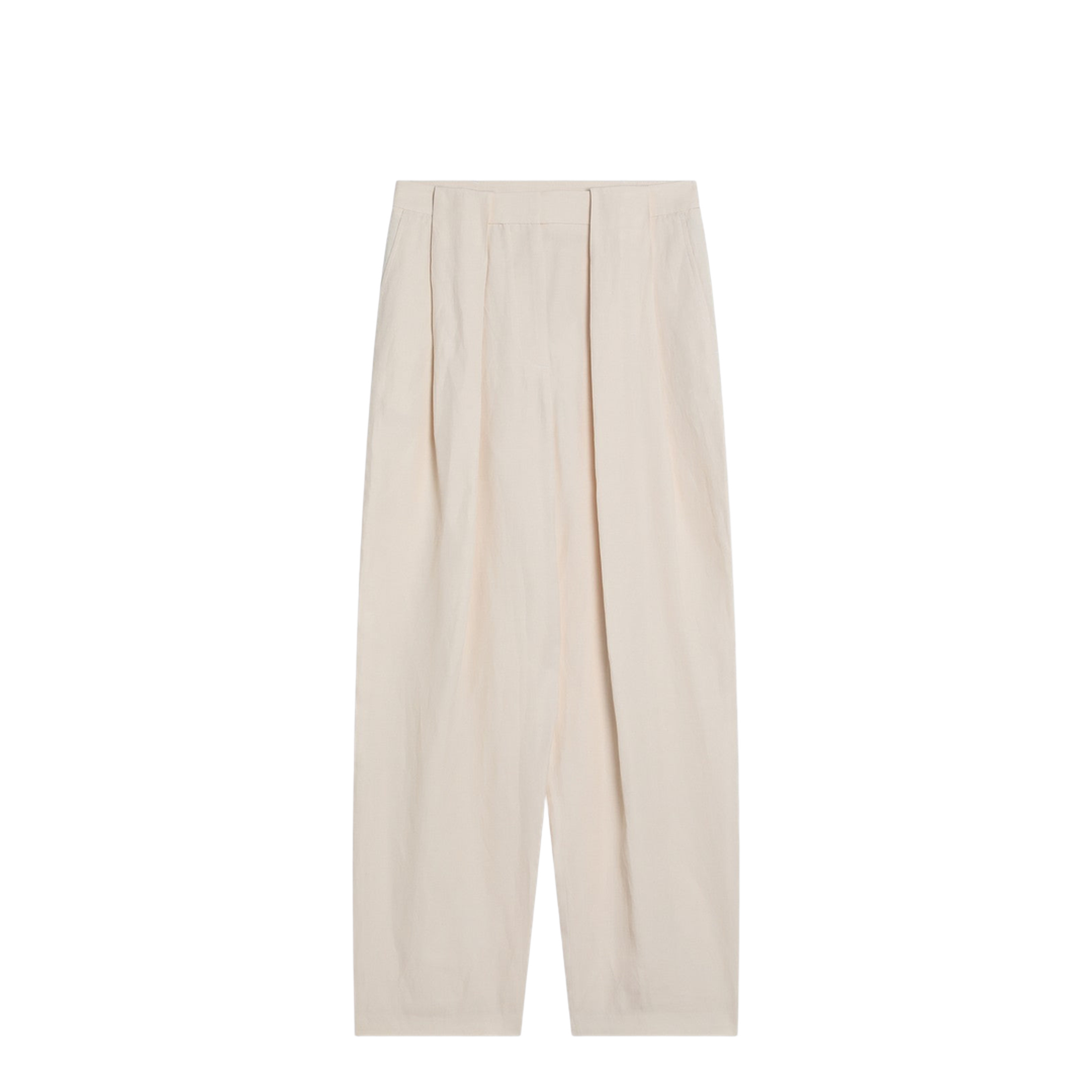Wide Butter-Coloured Pants in Linen Blend