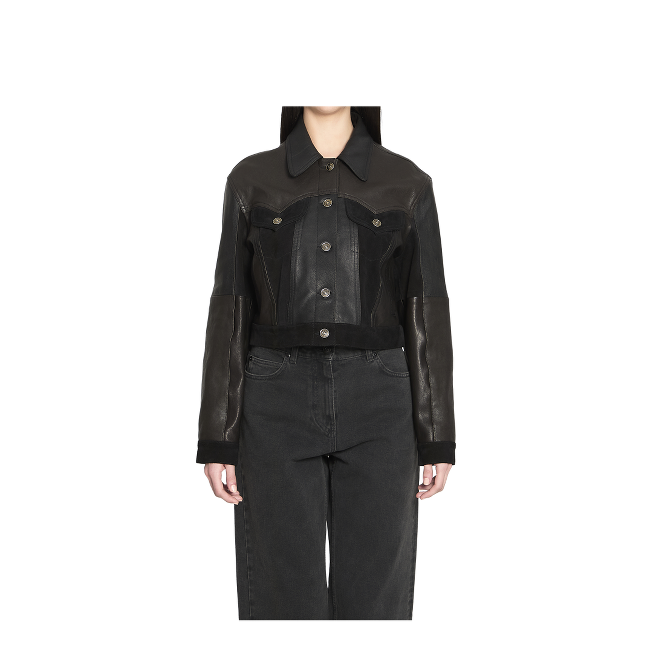 Slim-fit leather blouson