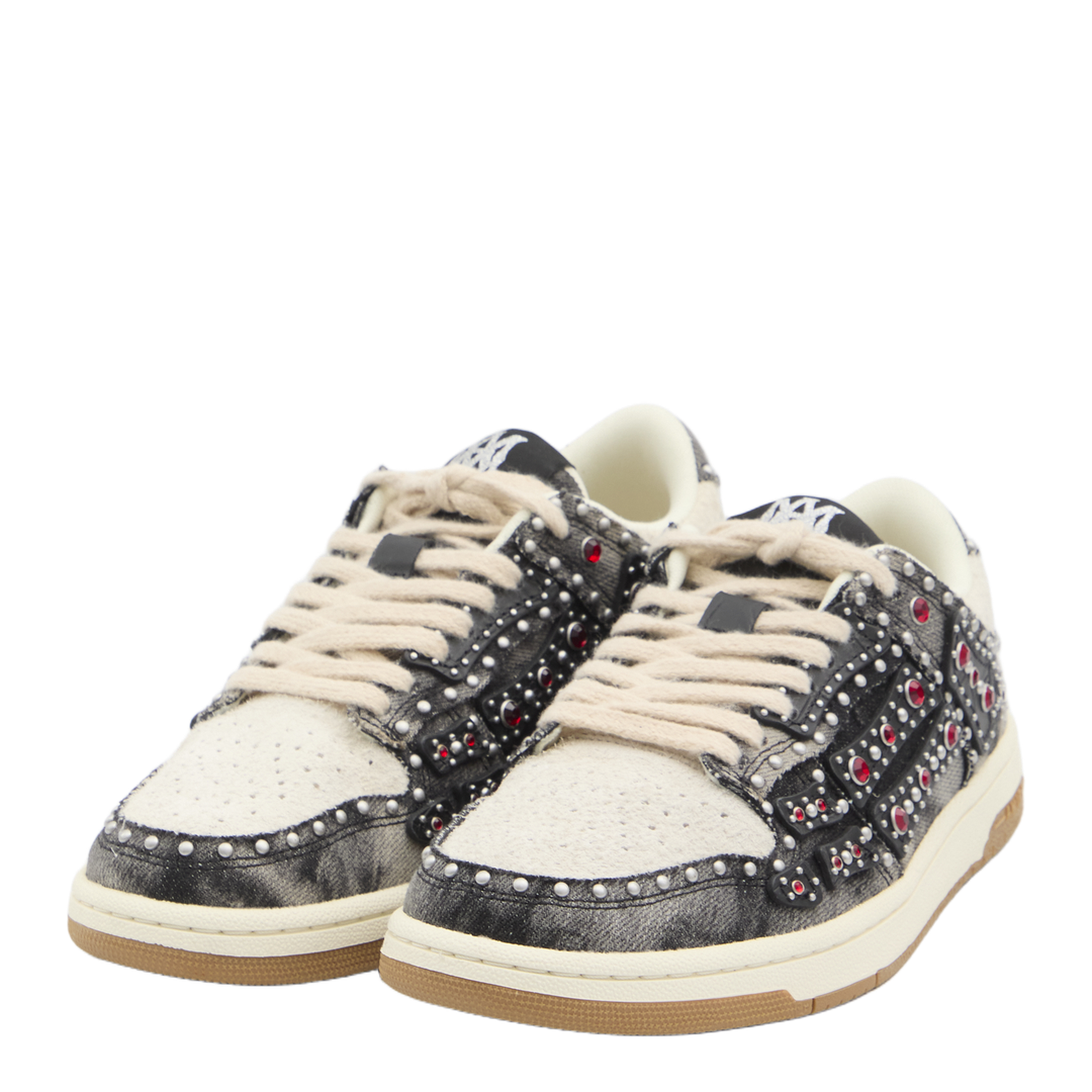 Skel Top Black Sneaker With Beads And Crystals