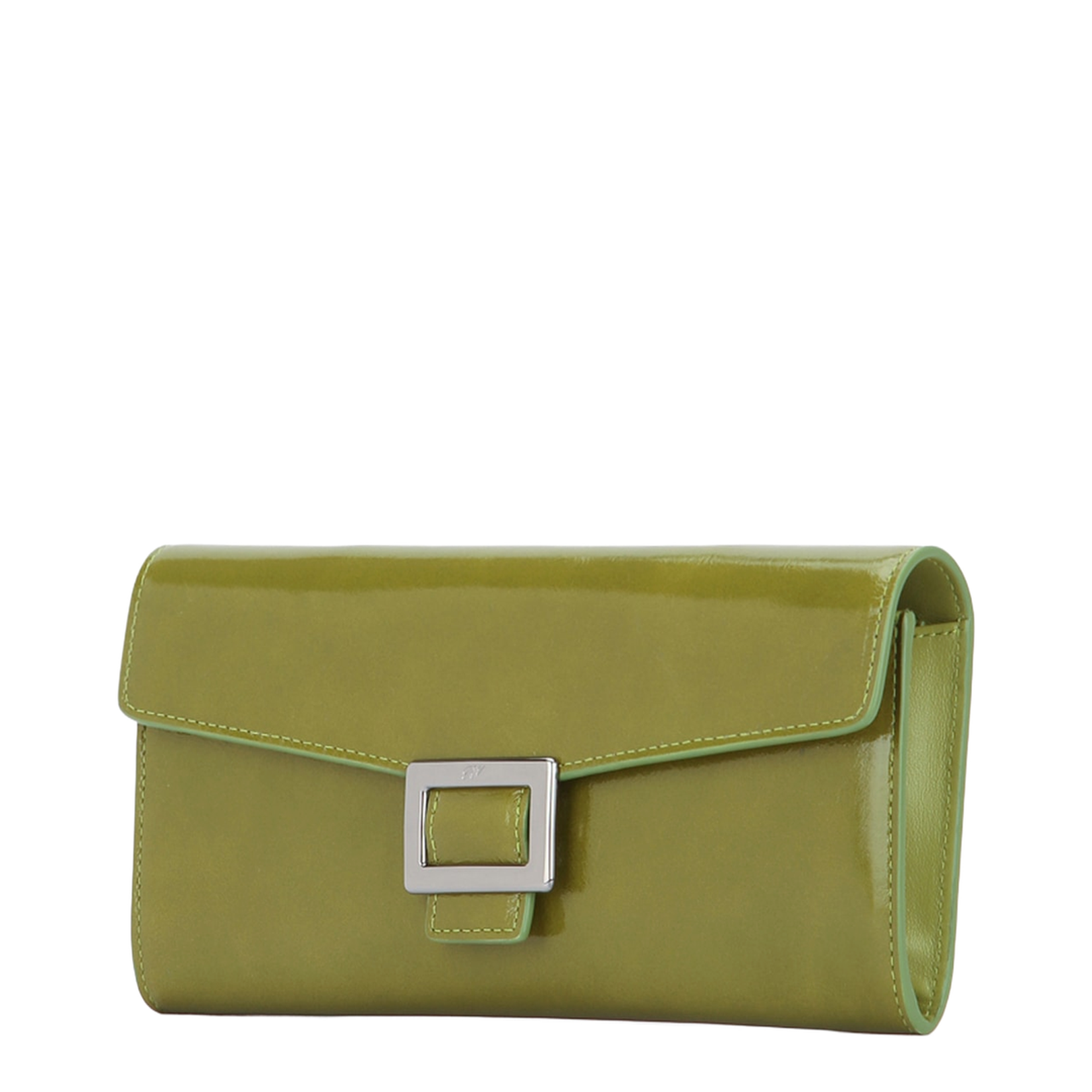 Wallet on Chain in Patent Leather Green